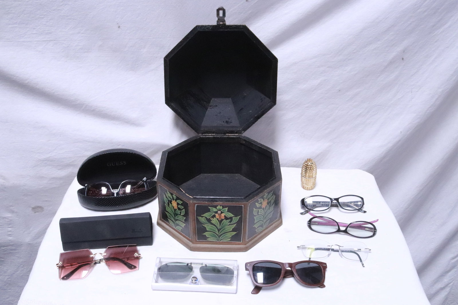 Box with sunglasses: Box with sunglasses, 8.5"x9.65"x9.65"