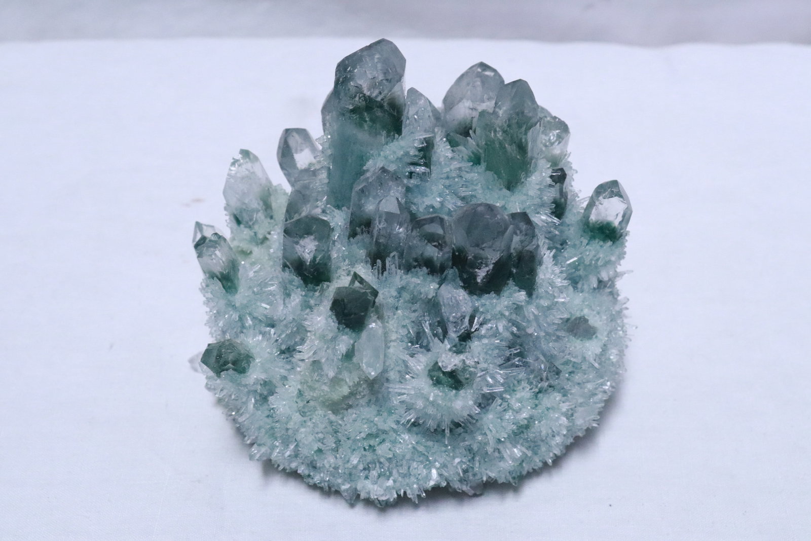 2 pieces green phantom quartz clusters - 2