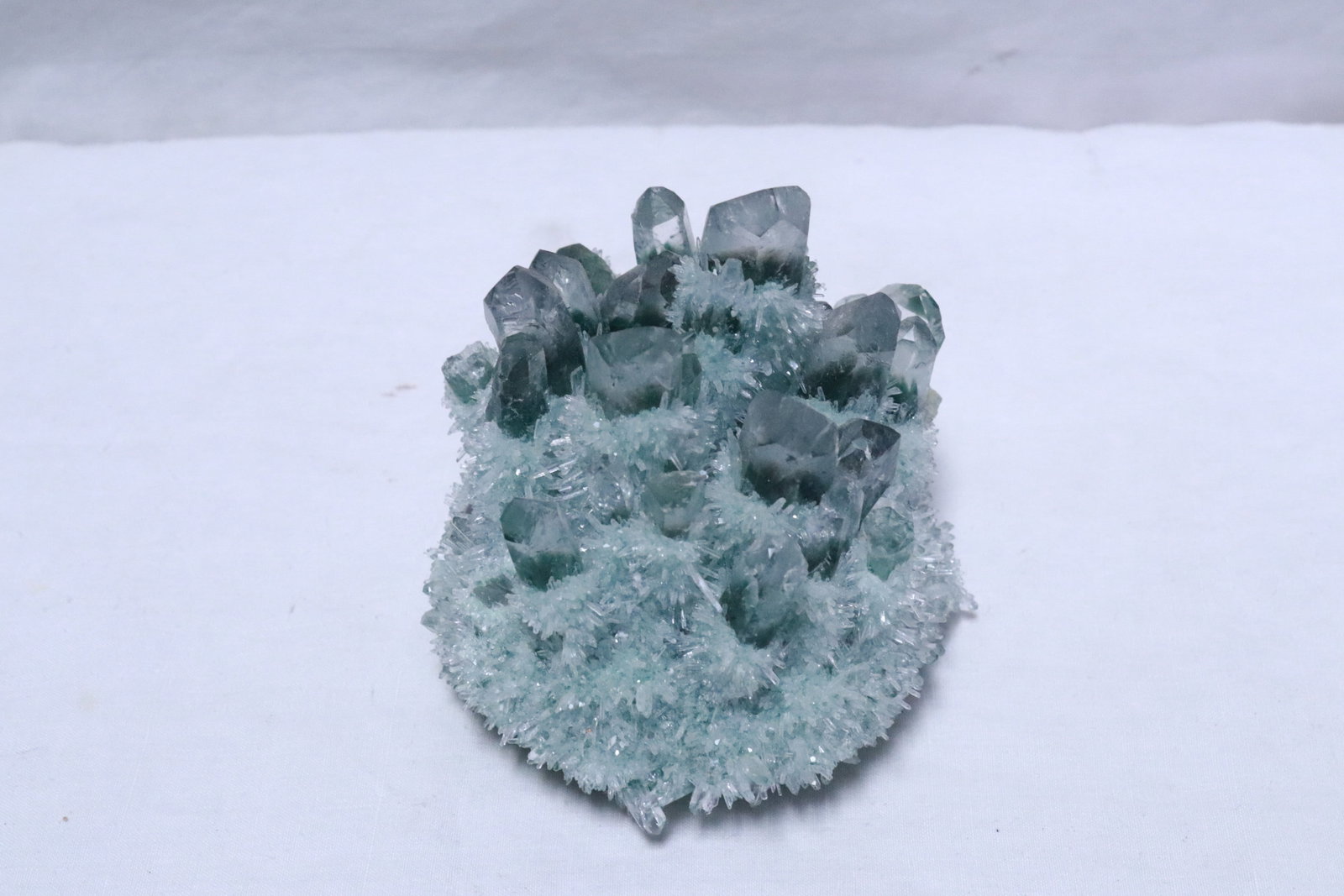 2 pieces green phantom quartz clusters - 3