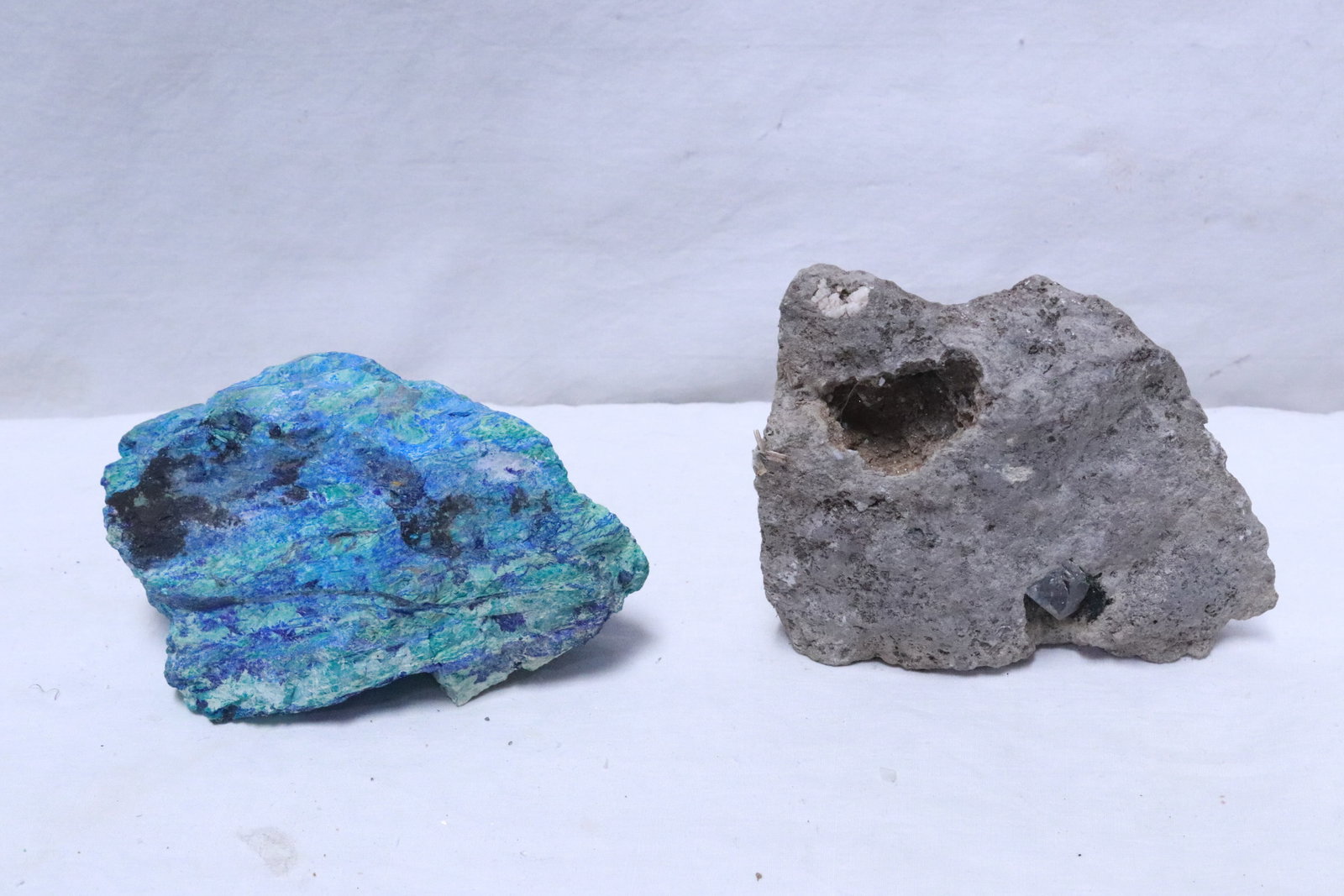 a herkimer diamond geo, & an azurite malachite geo (1 of 7)