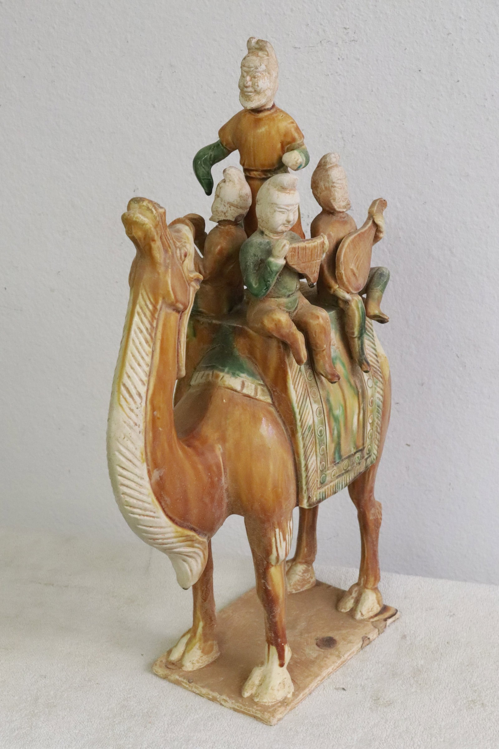 A sancai camel with foreigners: A sancai camel with foreigners, 19"x11.8"x5.5"