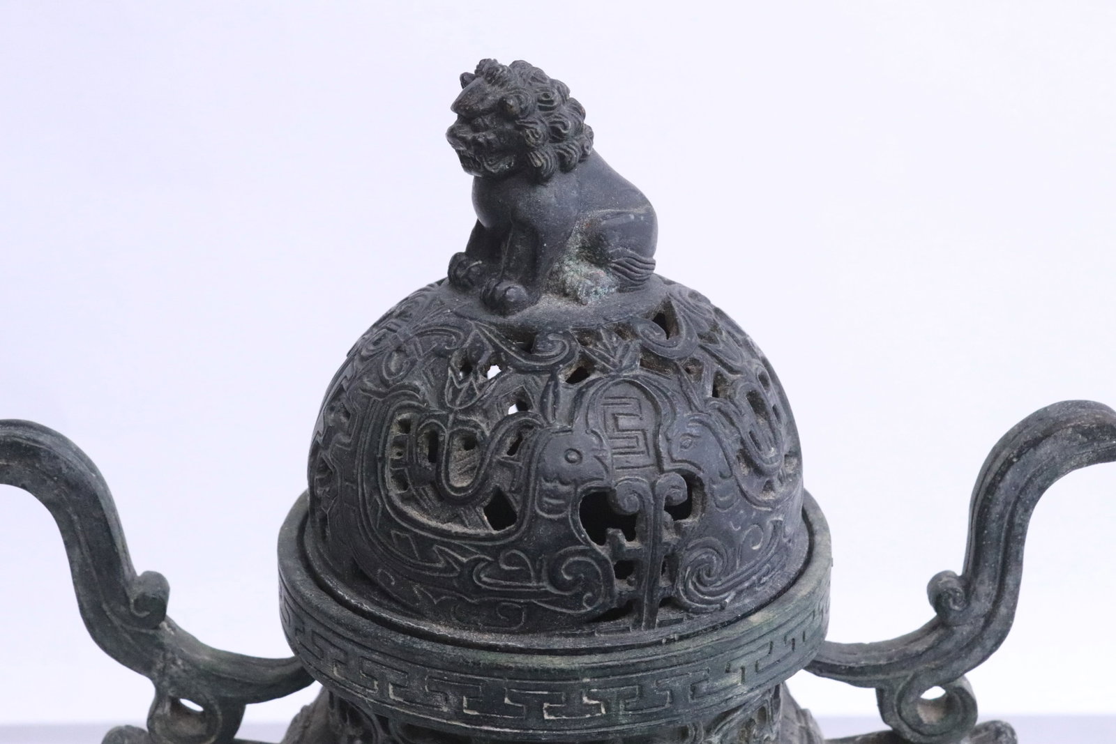 Bronze handled covered censer - 3