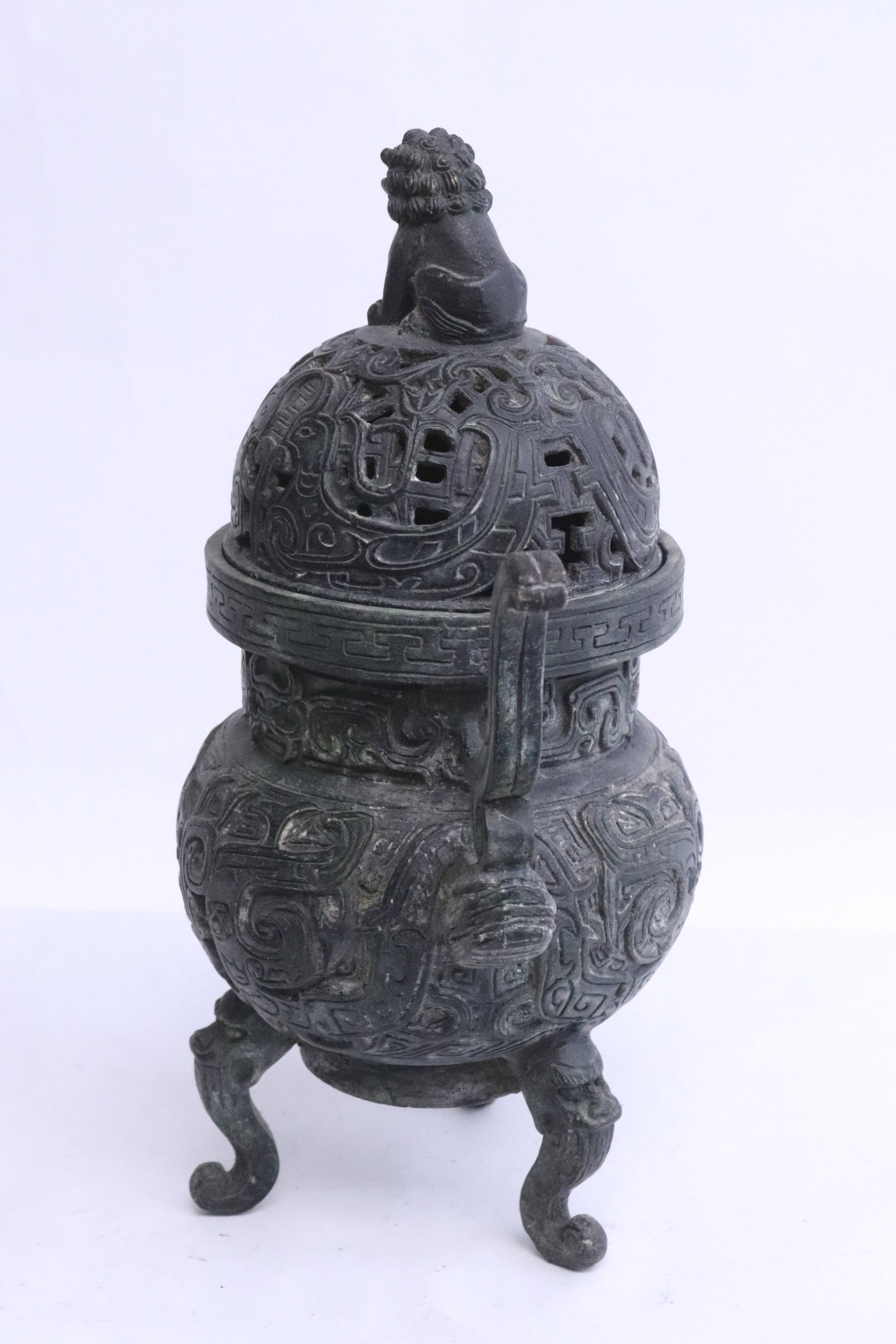 Bronze handled covered censer - 4