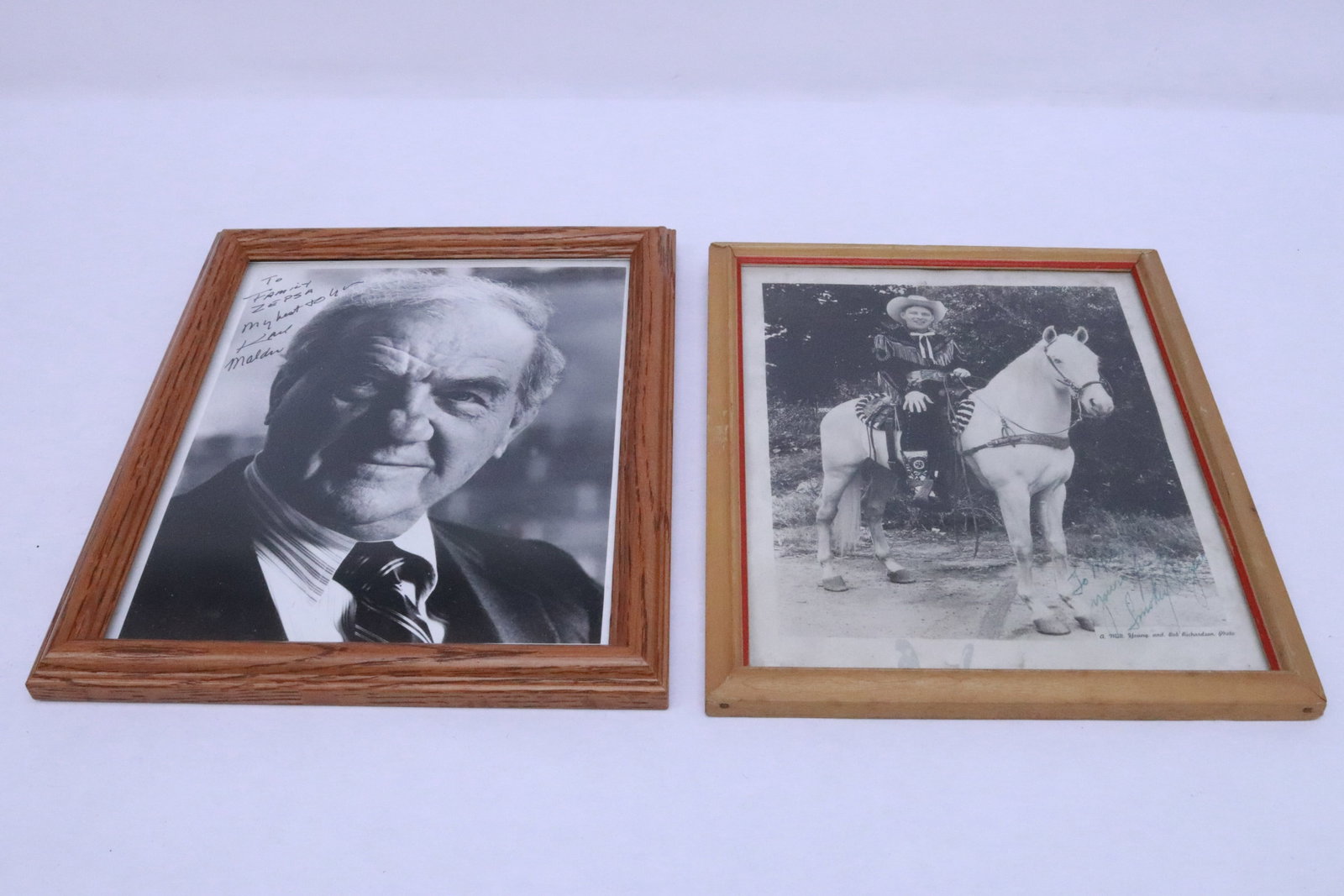 2 movie star signed photos: 2 movie star signed photos (9.75"x7.7", 9.7"x7.65"); "Smoky Rogers", and "Karl Marden"