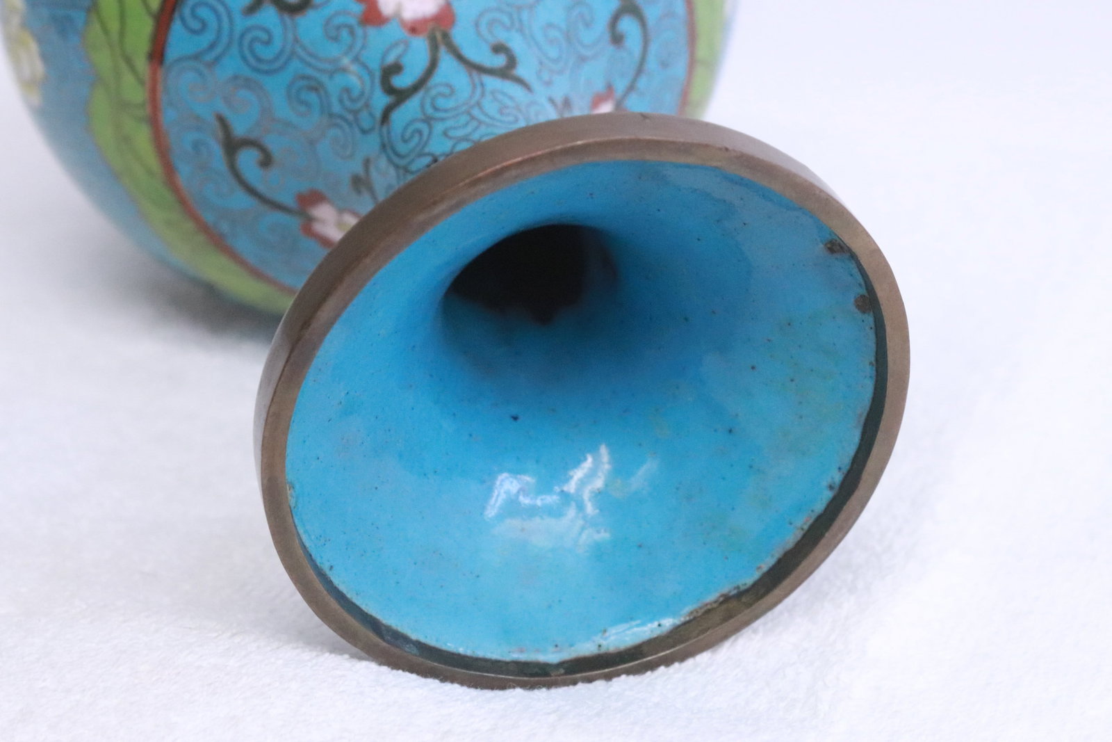A cloisonne stem bowl with replacement top - 8