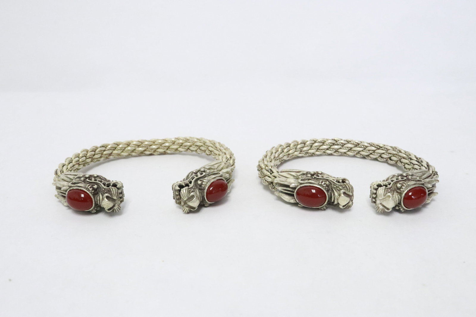 6 white metal bangles - 2