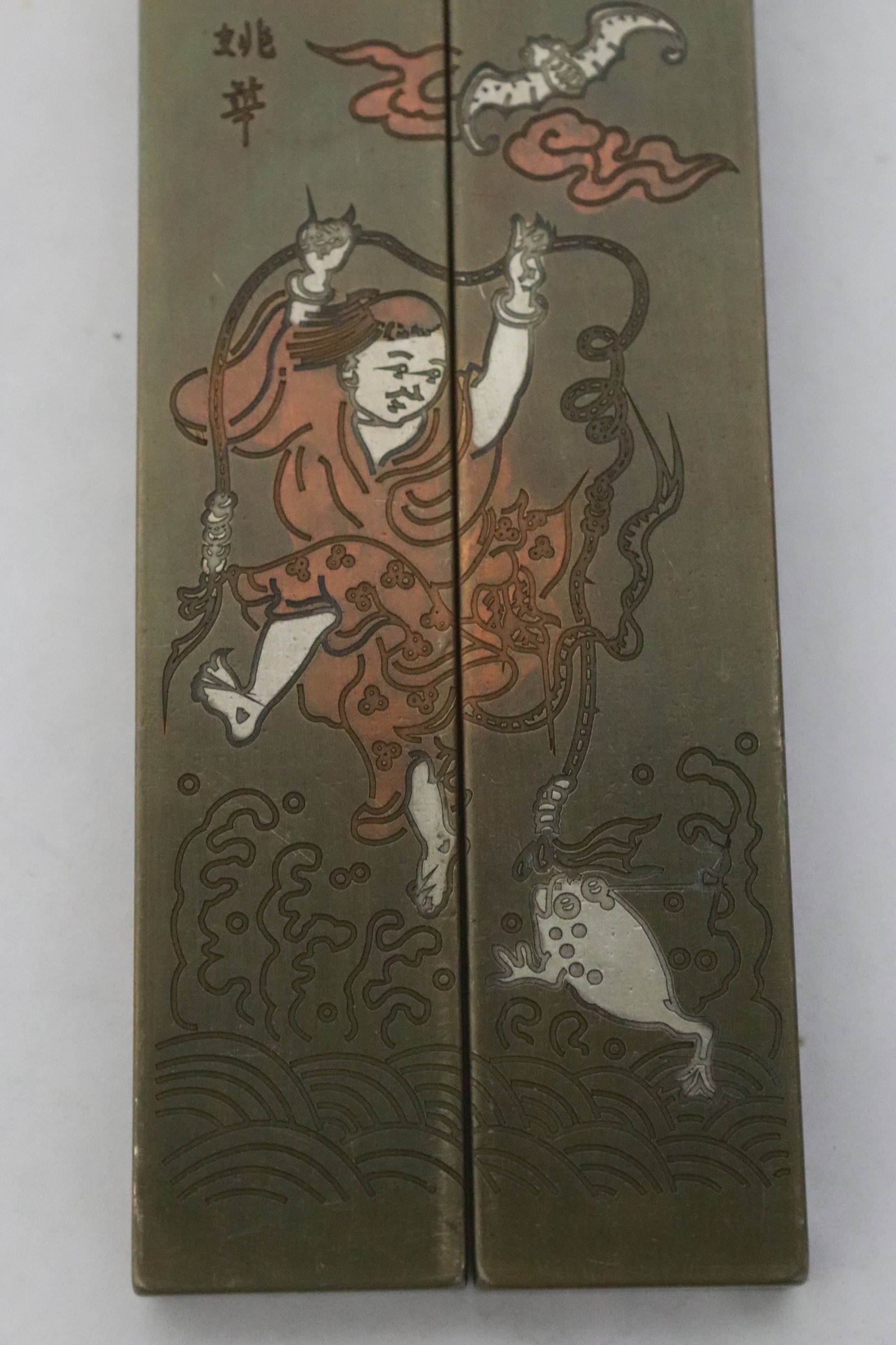 2 pairs bronze scroll weights - 6