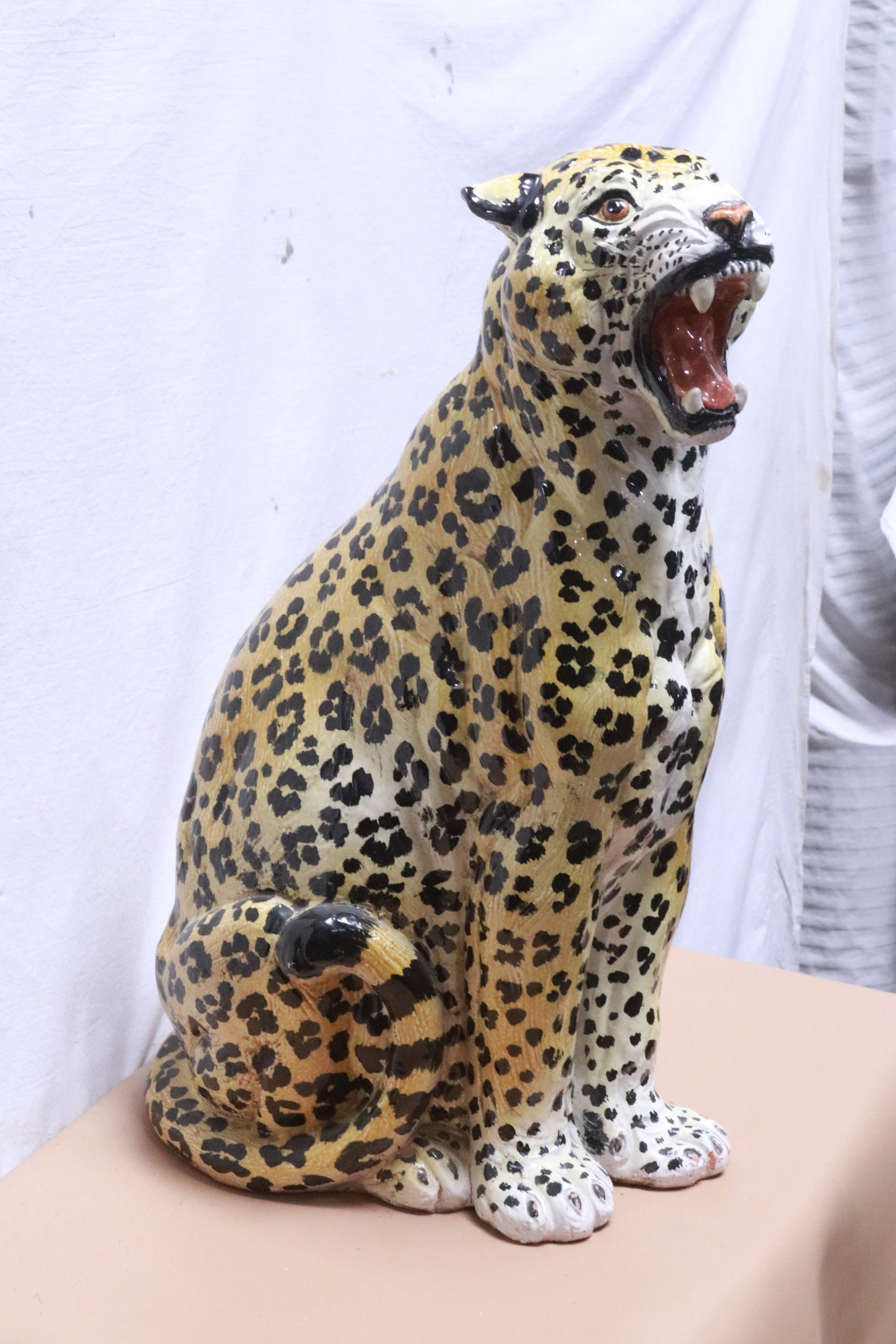 Large hand painted porcelain cheetah: Large hand painted porcelain cheetah, 24.2"H