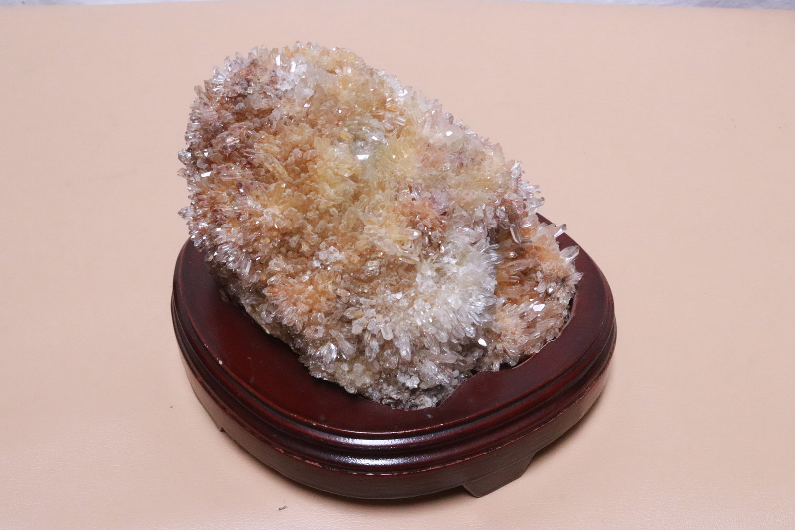 A quartz crystal geo on stand: A quartz crystal geo (4.8"H) on stand
