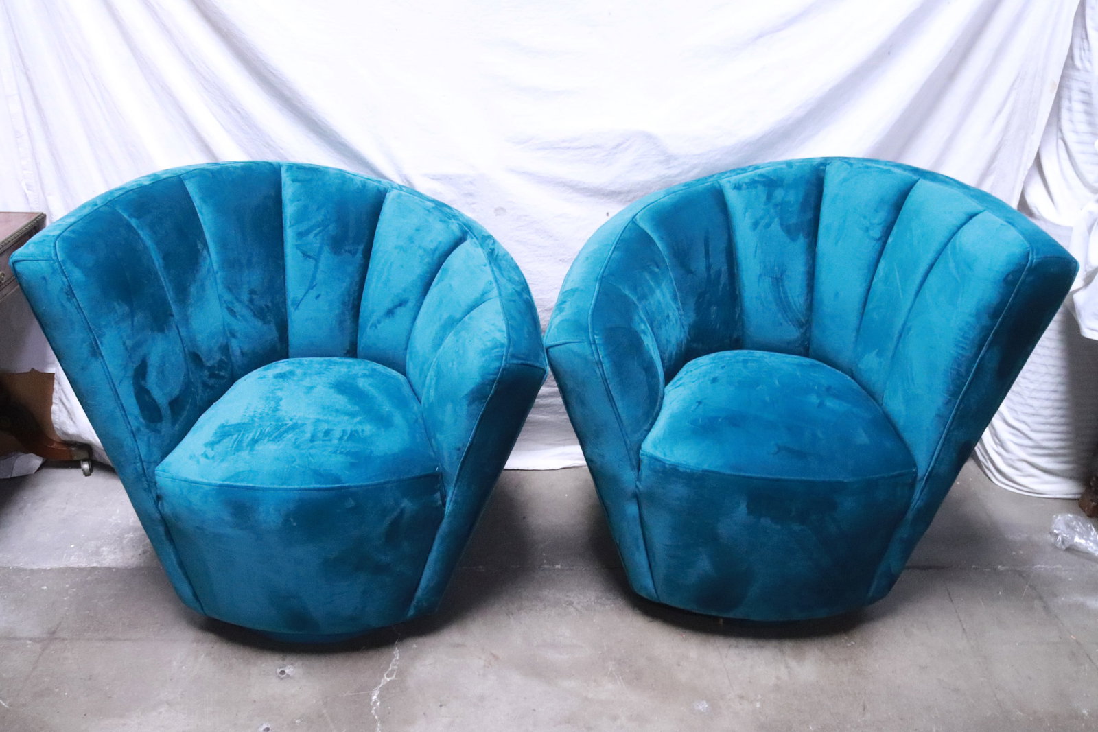 Pair modern shell motif sofa (1 of 4)