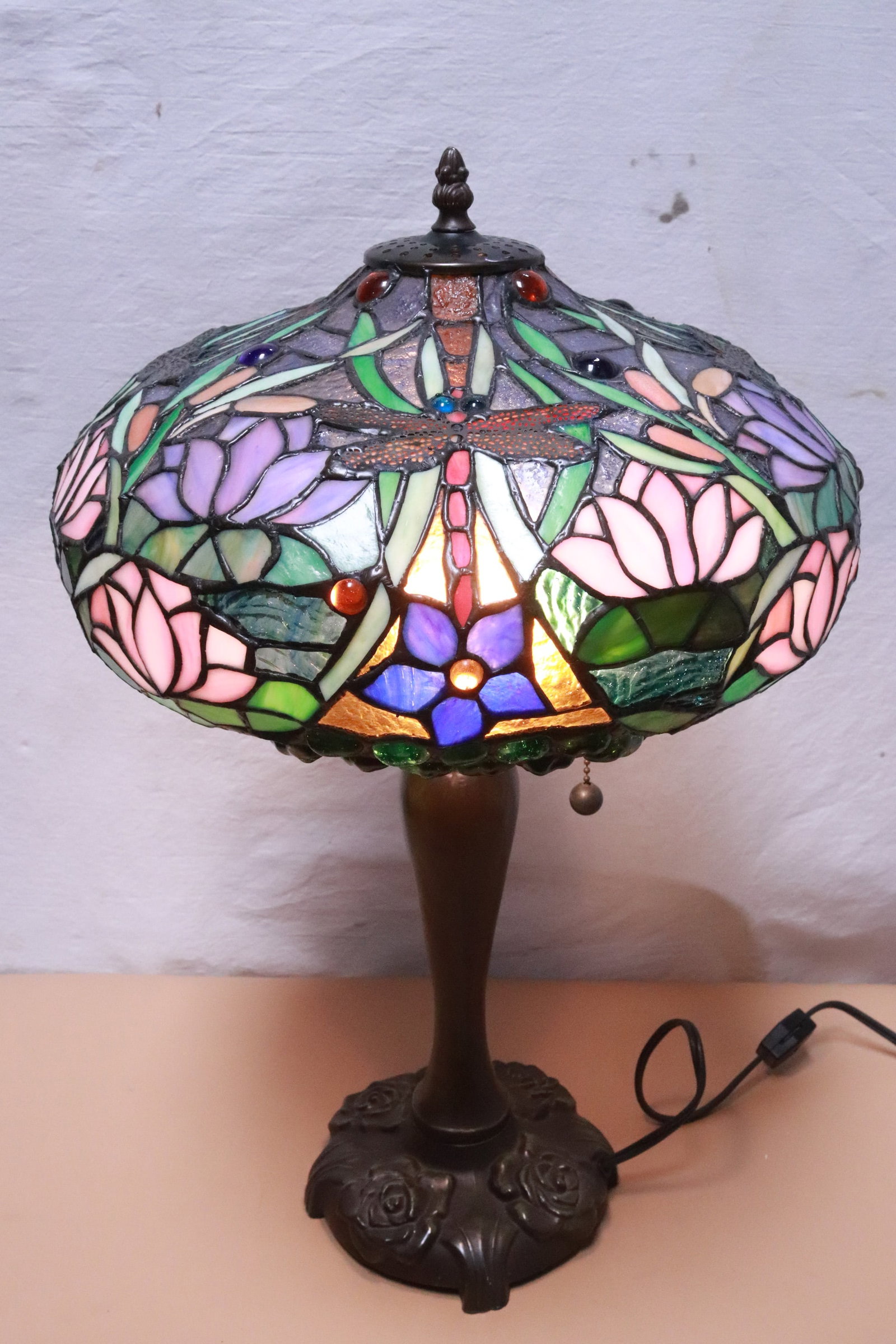 A leaded glass table lamp (1 of 7)