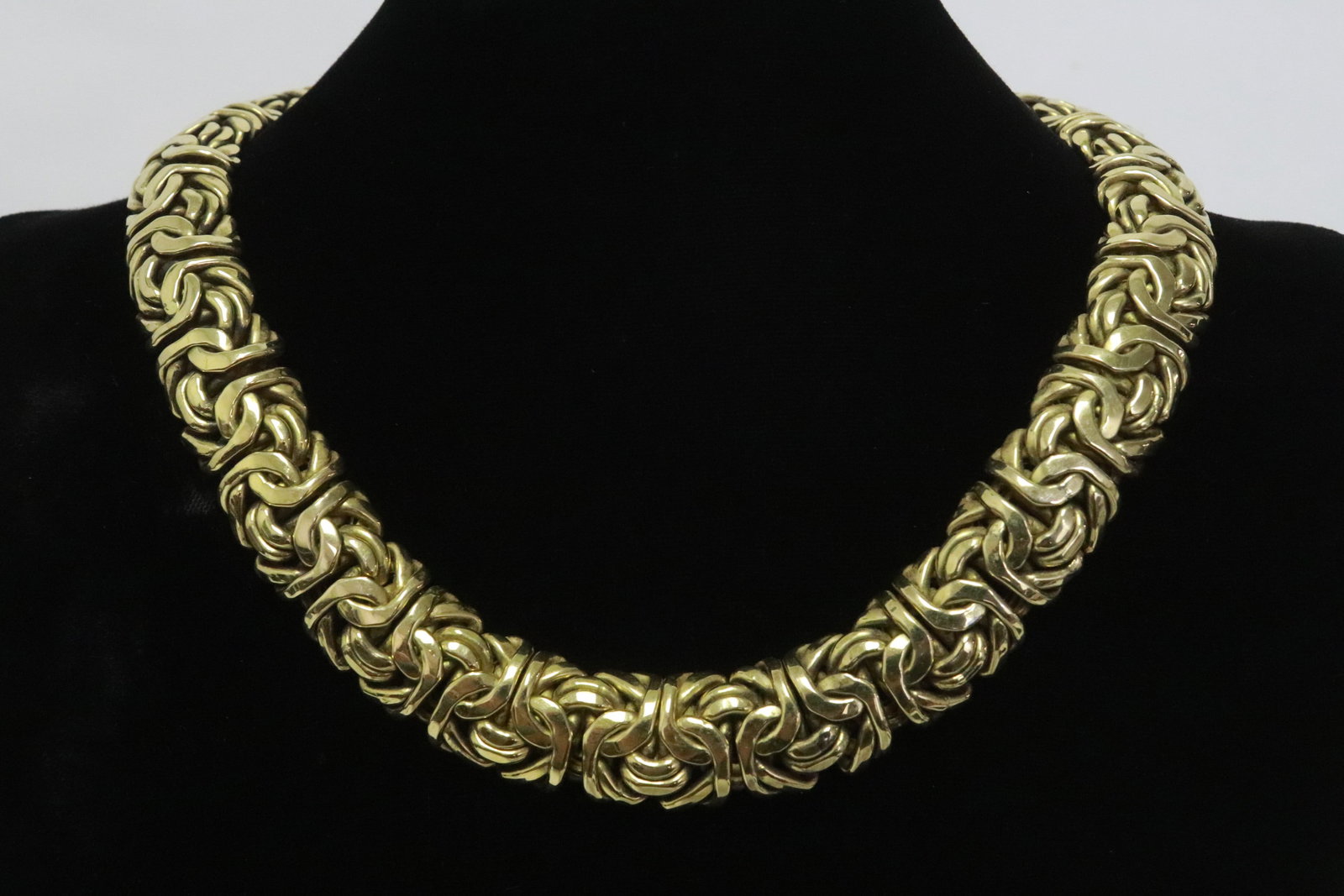 Italian 18K Y/G Byzantine link necklace w/ maker's mark - 2