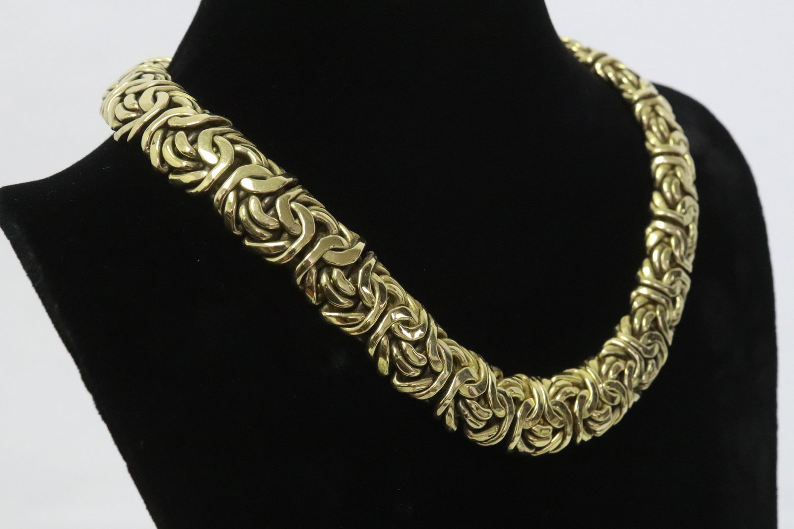 Italian 18K Y/G Byzantine link necklace w/ maker's mark - 4