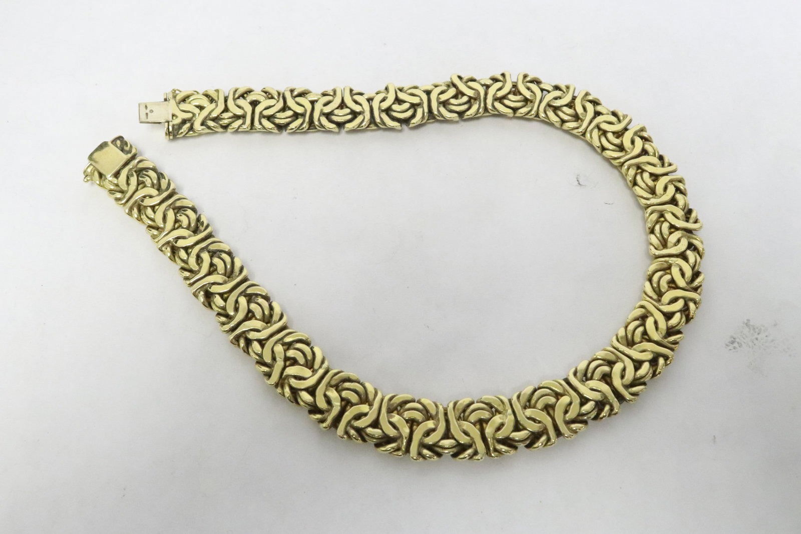 Italian 18K Y/G Byzantine link necklace w/ maker's mark - 7