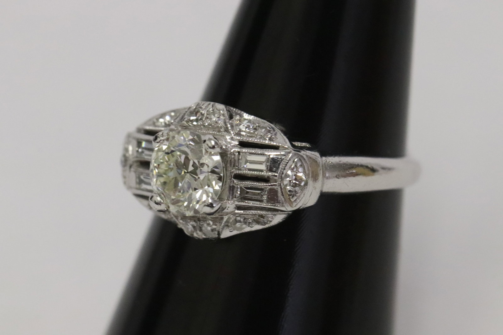 art deco platinum diamond ring - 2