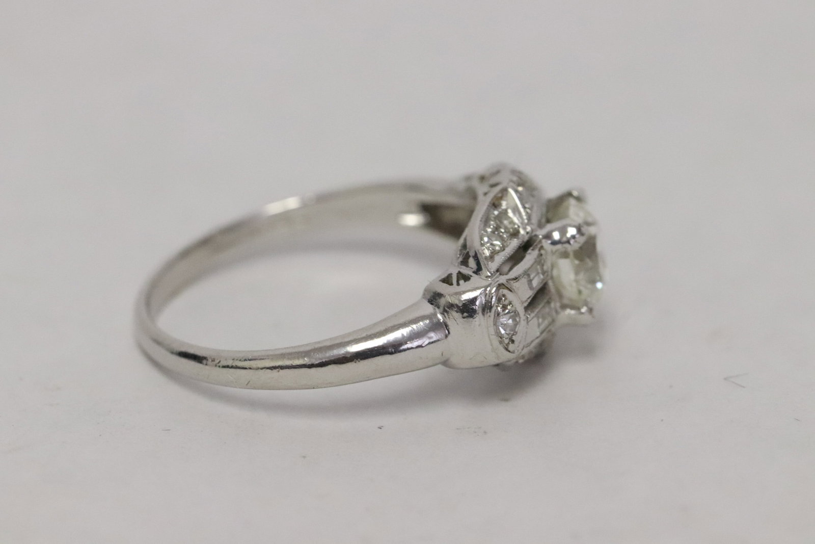 art deco platinum diamond ring - 5