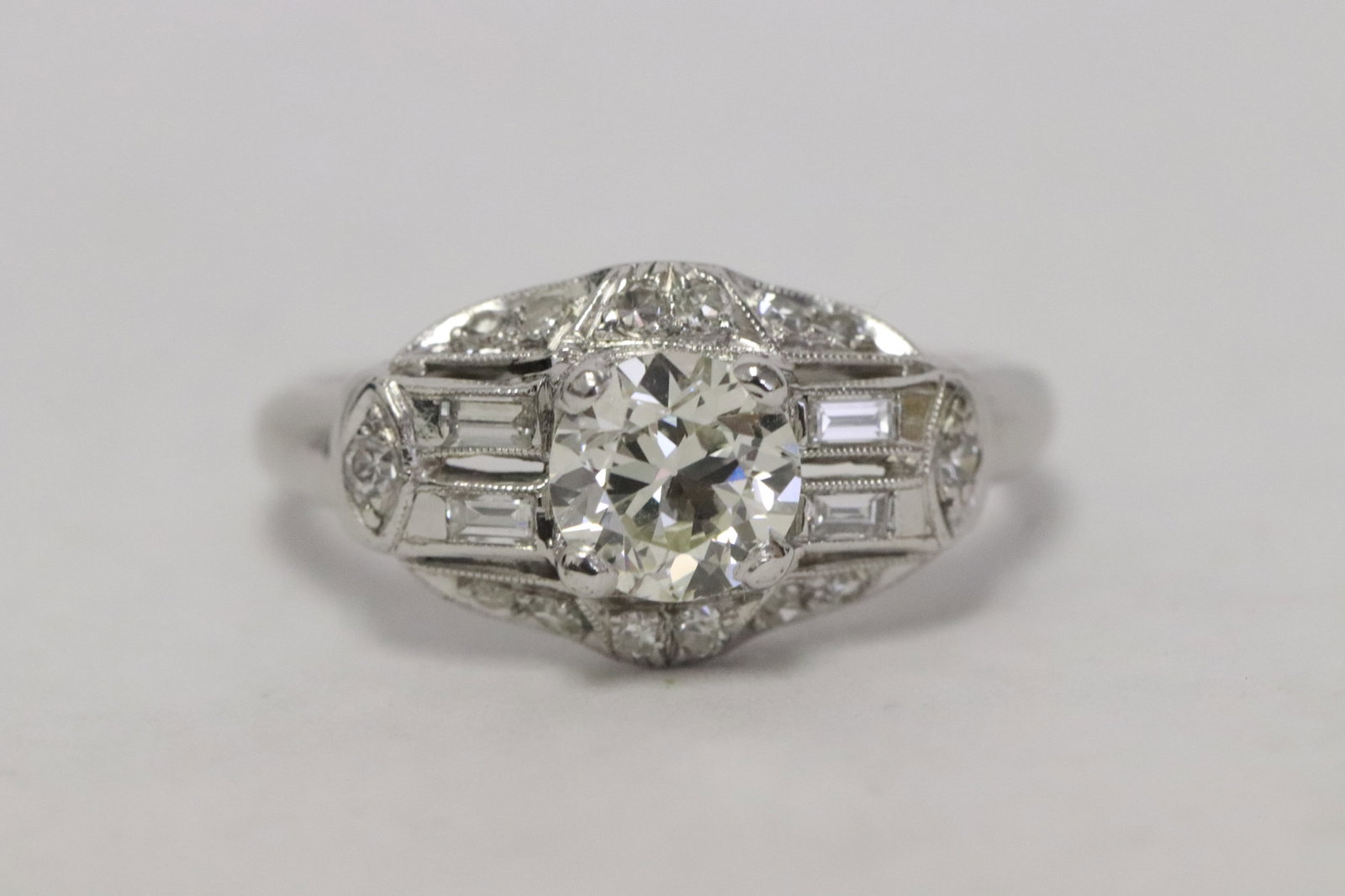 art deco platinum diamond ring - 6