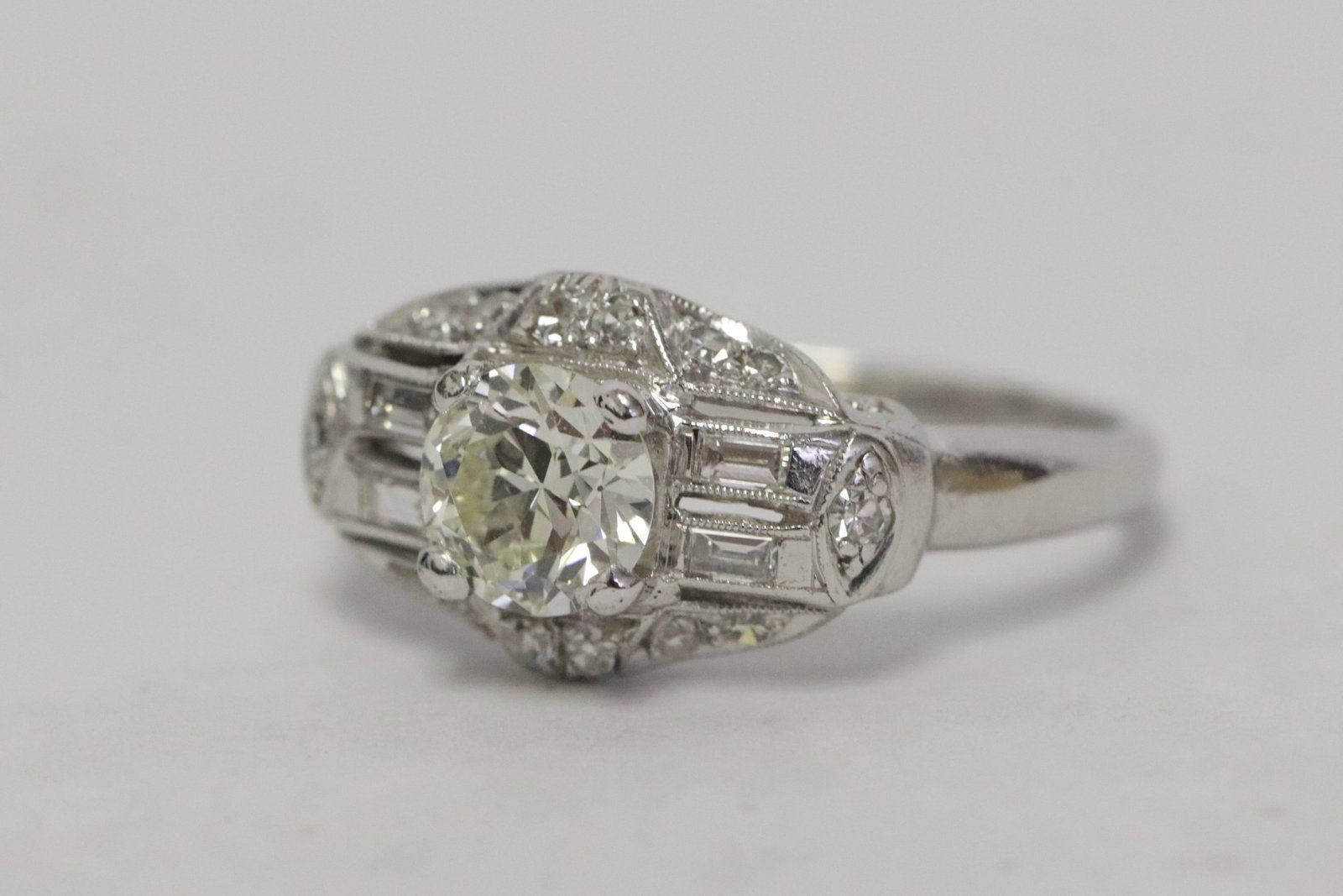 art deco platinum diamond ring - 7
