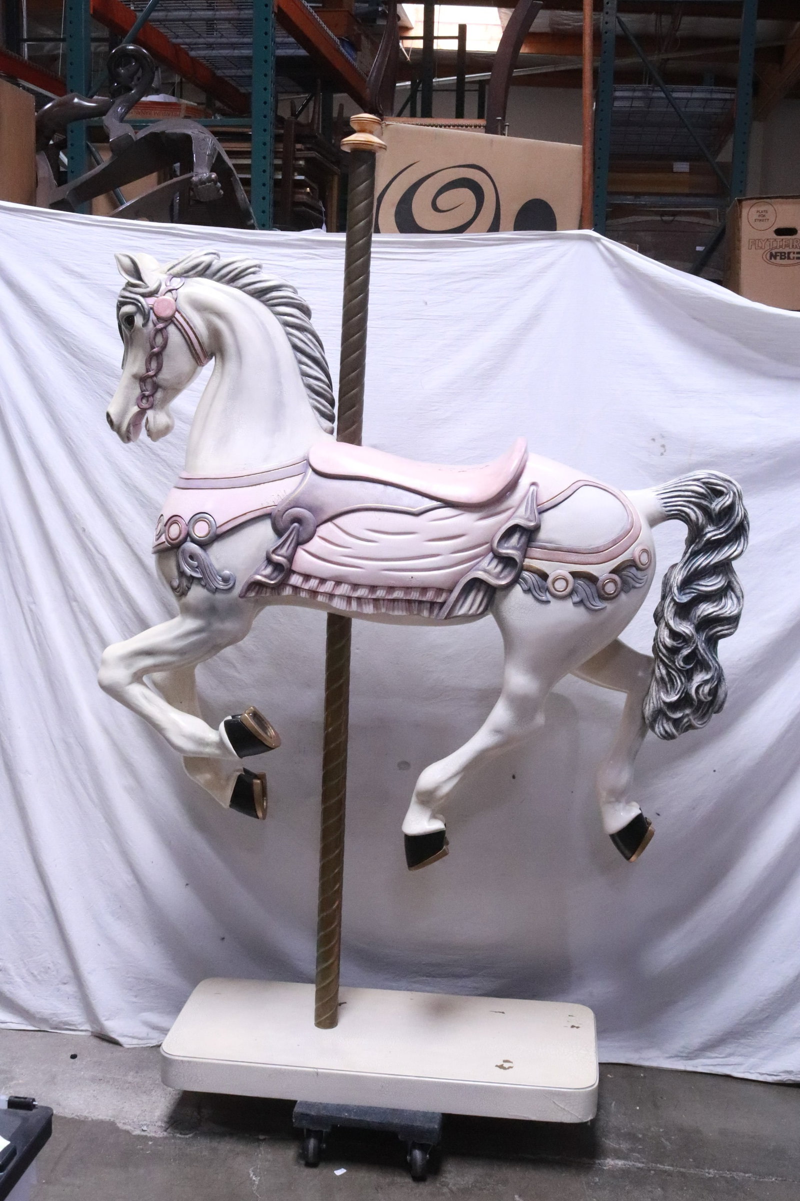 Hand carved & painted wood carousel horse by M. Kytyr, signed (1 of 14)