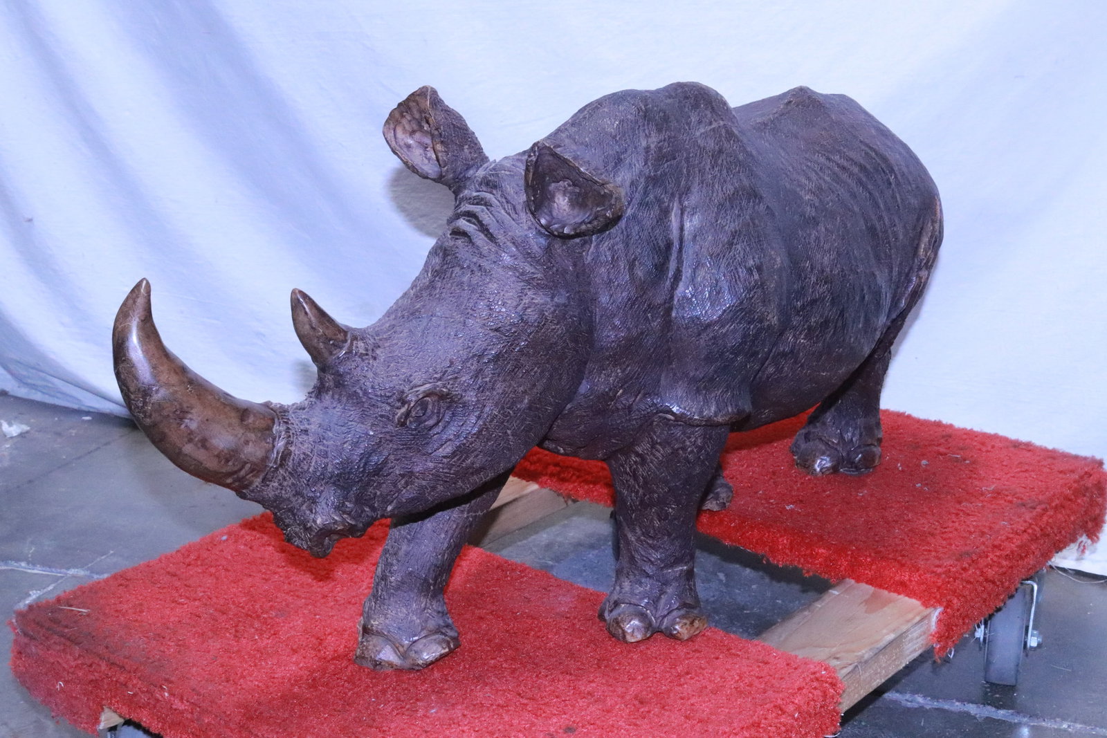 A magnificent massive wood carved rhino: A magnificent massive wood carved rhino, 18"H