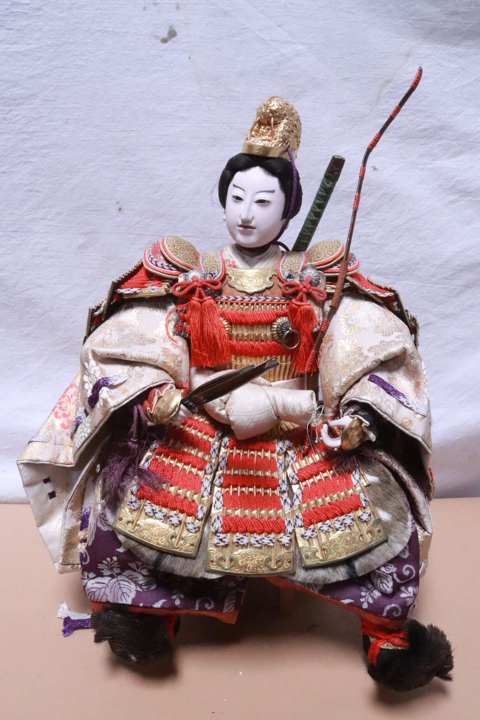 Japanese vintage Musha Ningyo samurai doll: Fine Japanese vintage Musha Ningyo samurai doll, 16.2"H