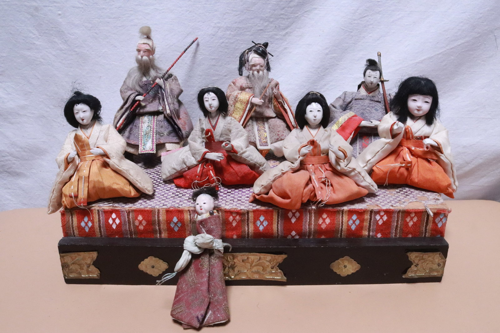 Collection of 8 Japanese Hina Ningyo dolls: Collection of 8 Japanese Hina Ningyo dolls, 3.8"H - 5.65"H