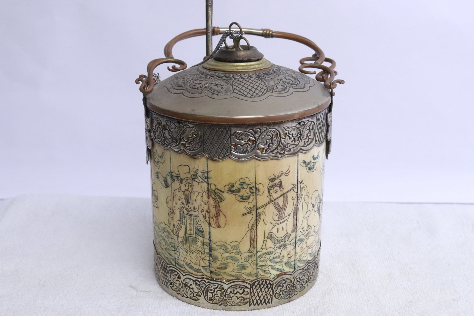 2 bone decorated tea caddies - 2