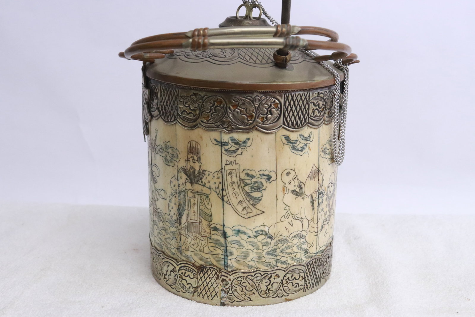 2 bone decorated tea caddies - 4