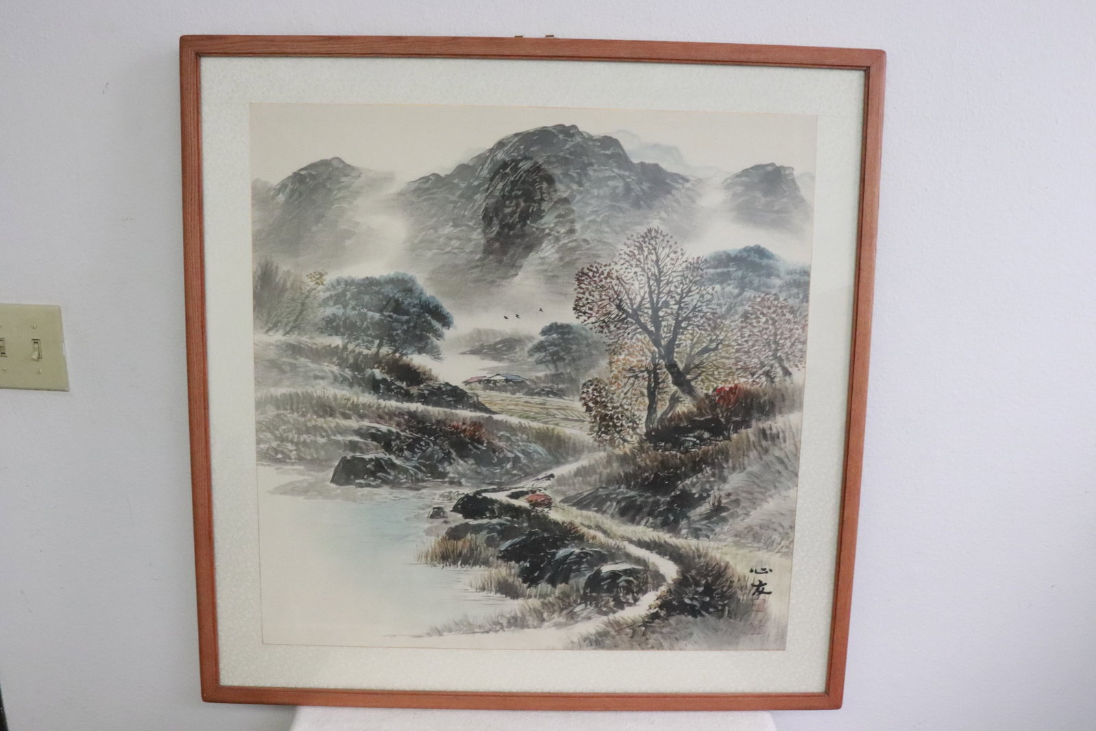 Korean watercolor on rice paper "mountain landscape" (1 of 6)