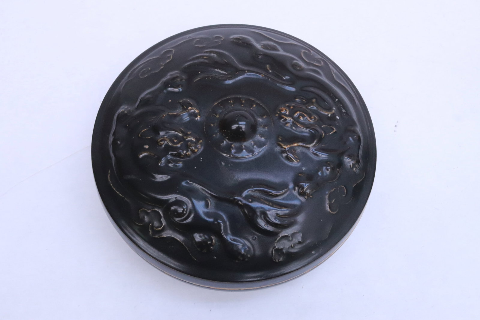 A brown glazed earthenware box - 2