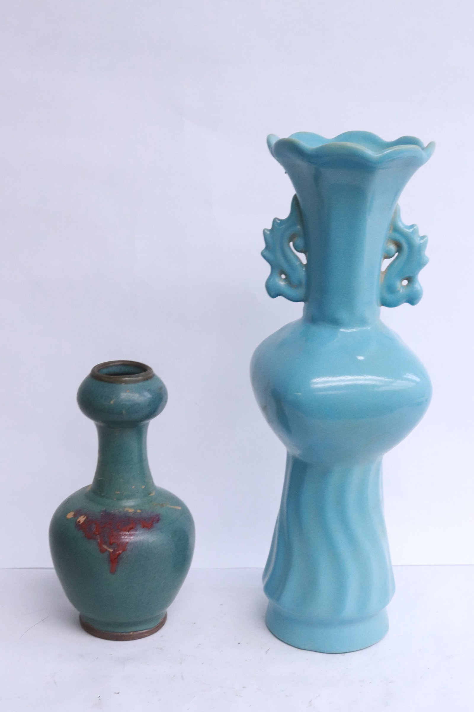 a Song style vase, & a blue glazed porcelain vase (1 of 8)