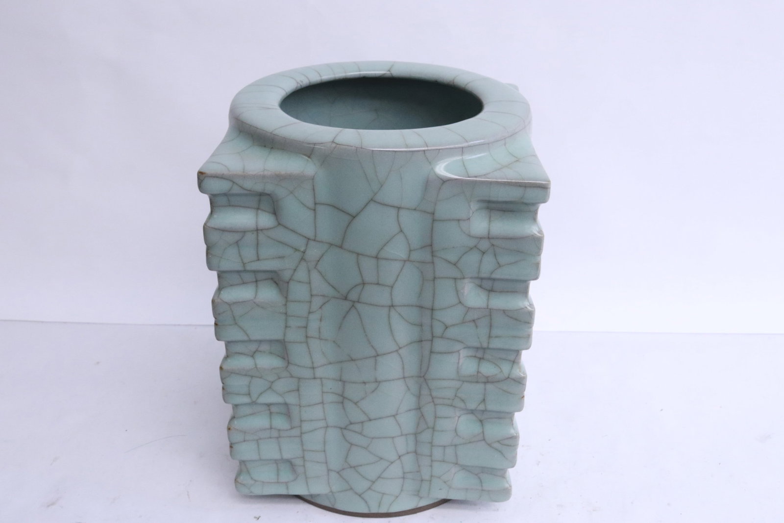 fine Chinese crackleware cong form vase - 2