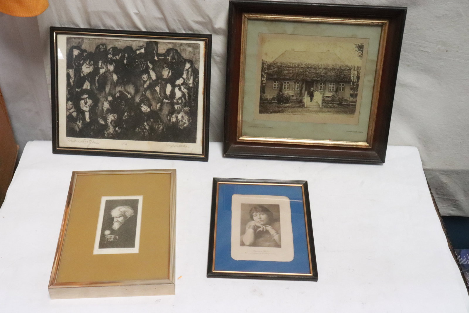 2 framed photos, & 2 framed pencil signed etchings (1 of 6)