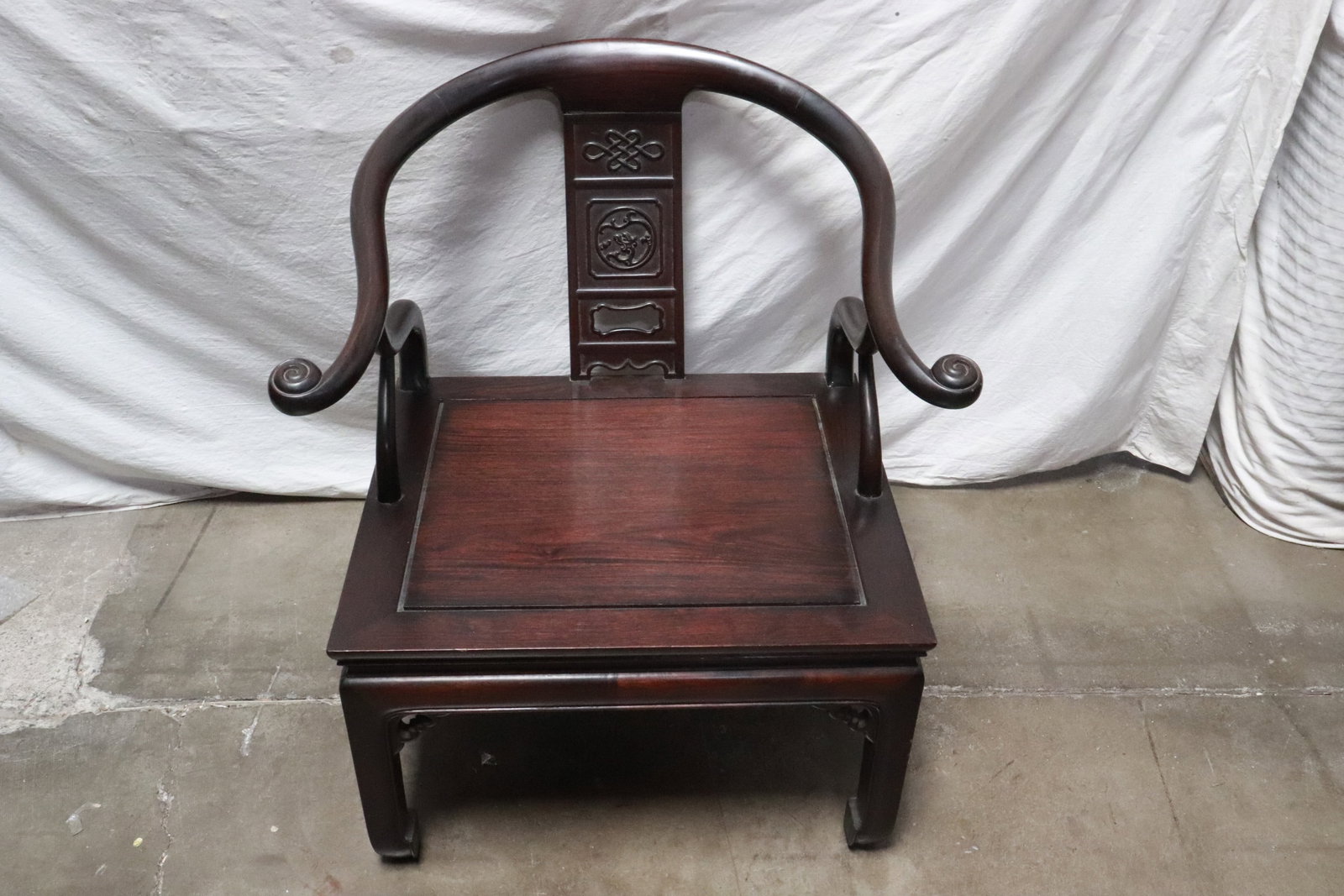 Chinese vintage rosewood low chair: Chinese vintage rosewood low chair, 28.3"x28.3"x28.8"