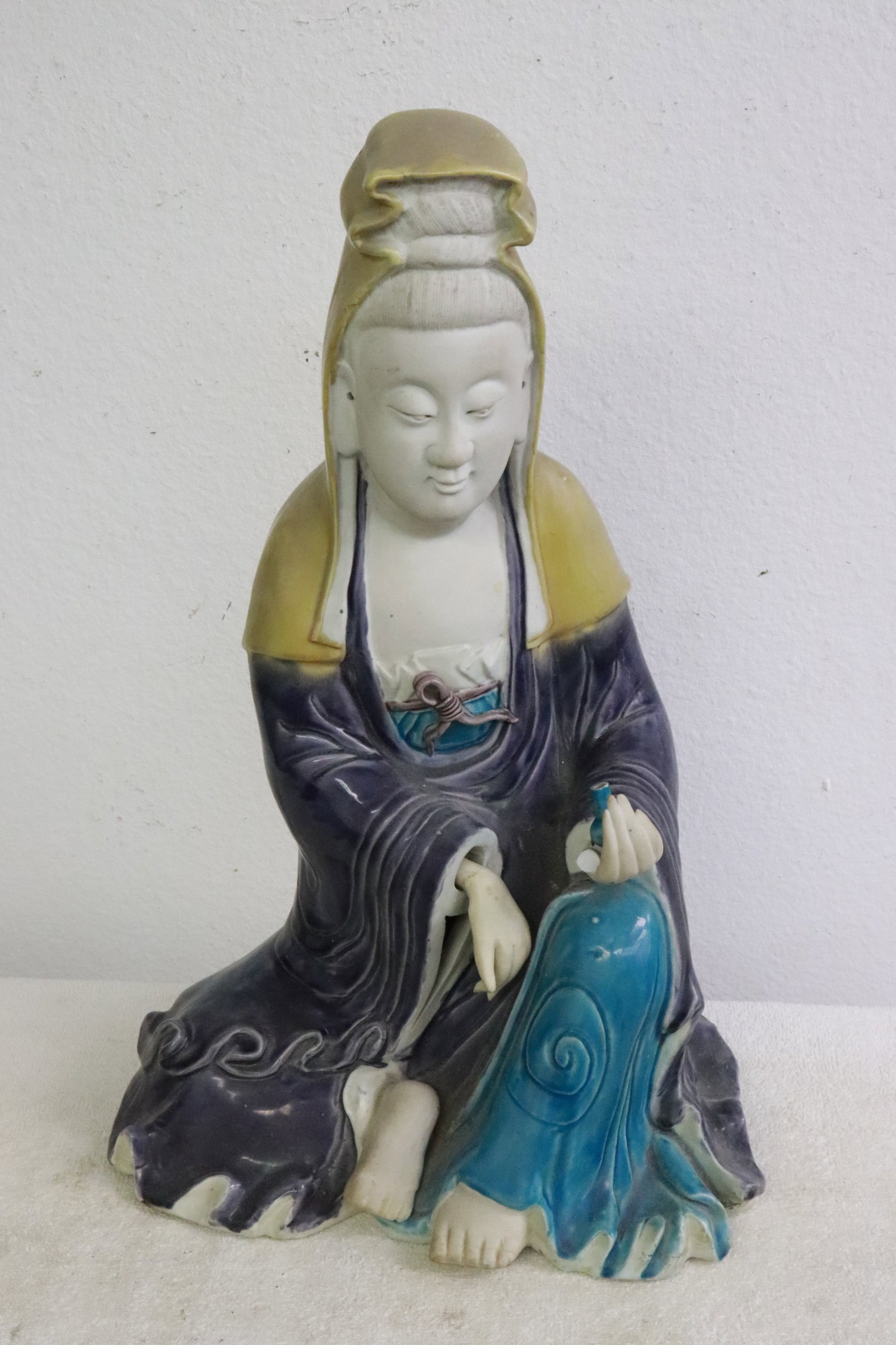 Chinese 18th/19th century sancai sculpture of deity (1 of 8)