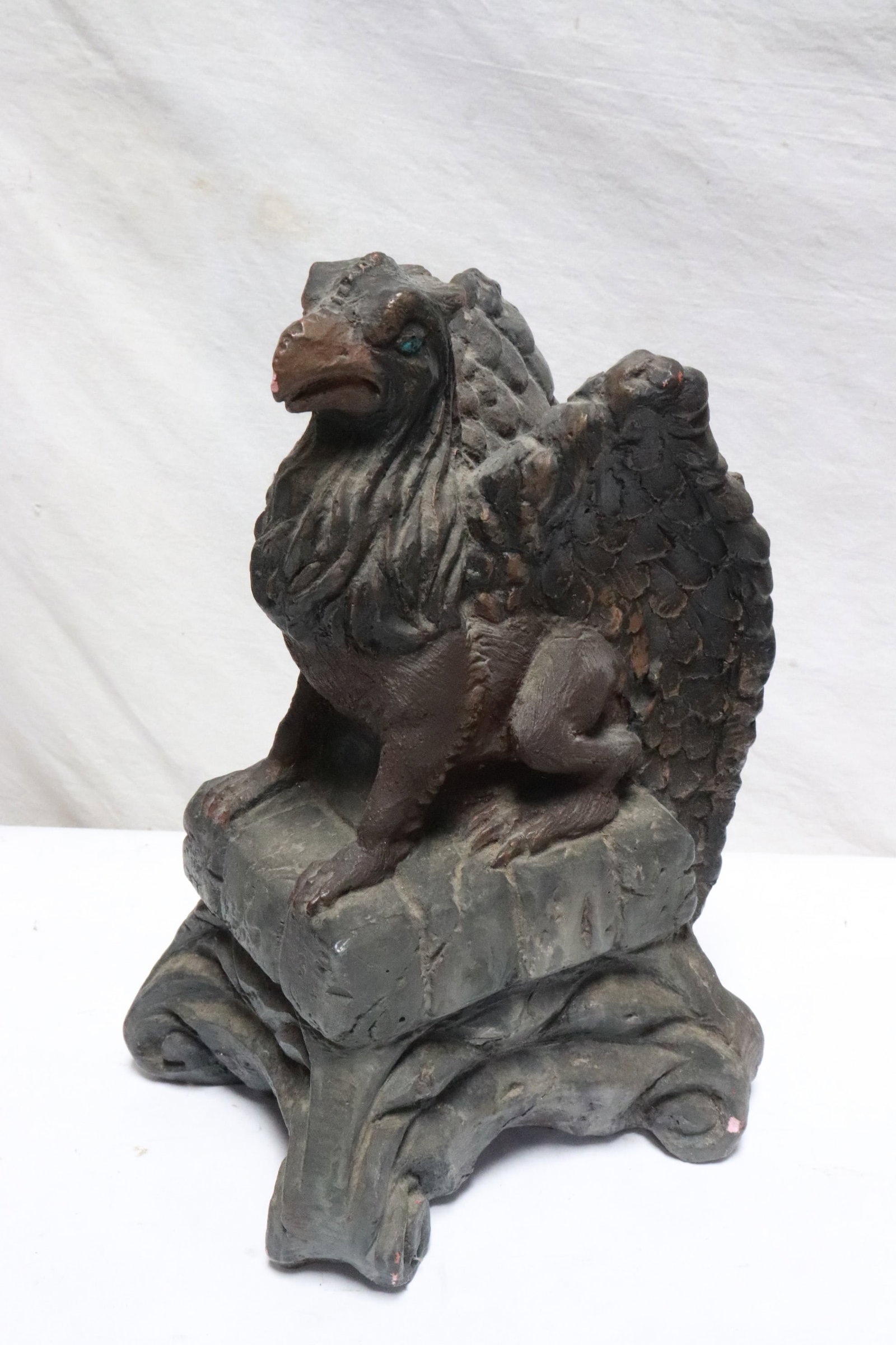 Pair terracotta eagles, signed on bottom - 5