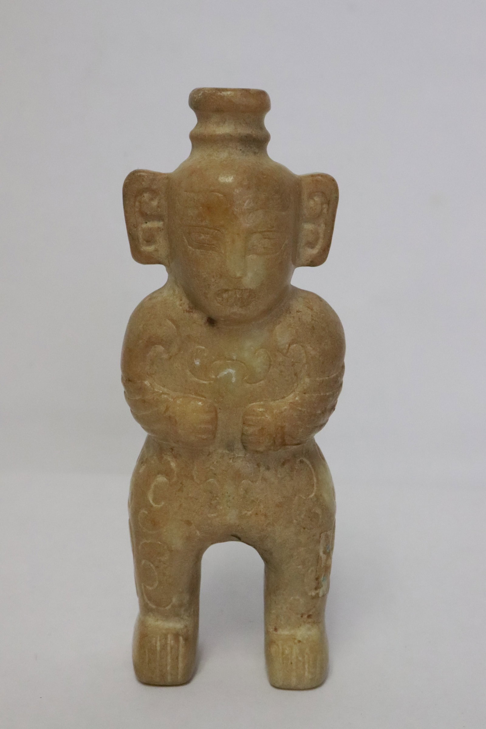 A jade carved figure: A jade carved figure, 5.9"H