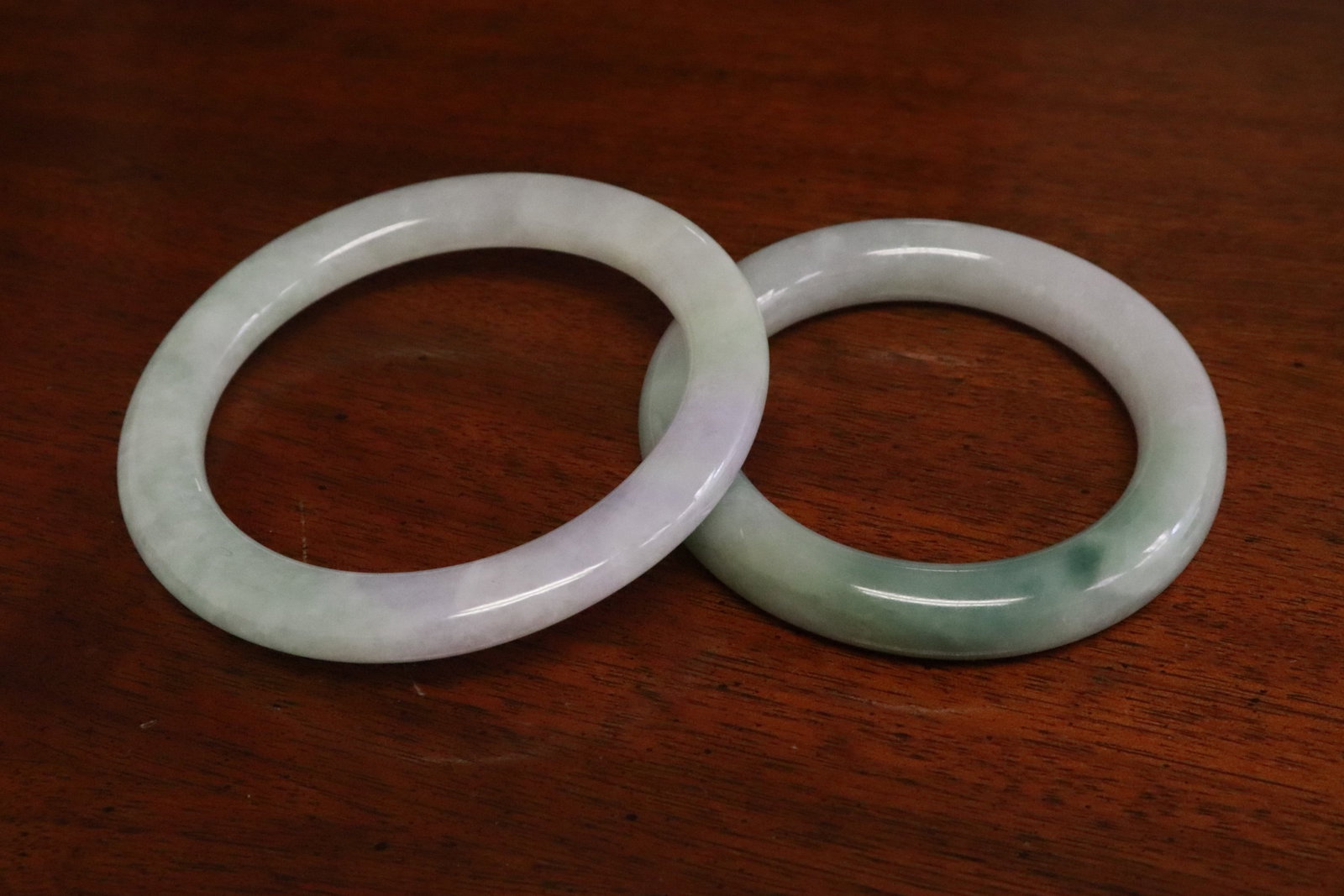 2 jadeite carved bangles - 6