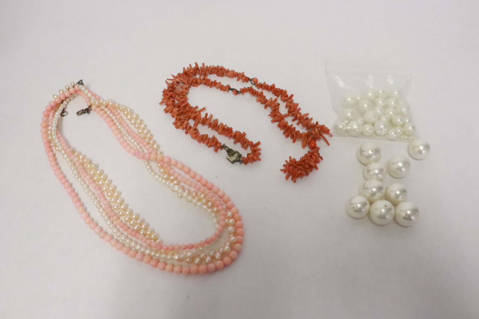 2 bead necklaces, and misc. pearl like beads (1 of 7)
