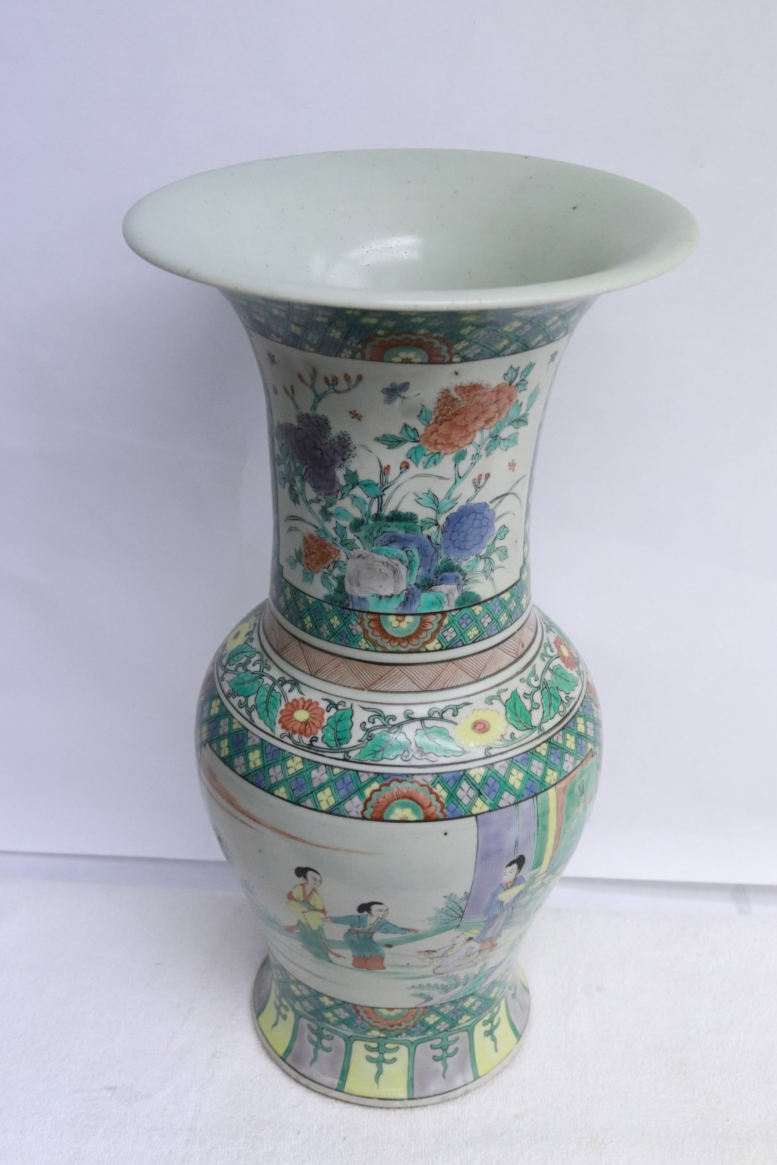 Chinese 18th c. famille rose porcelain gu vase (1 of 8)