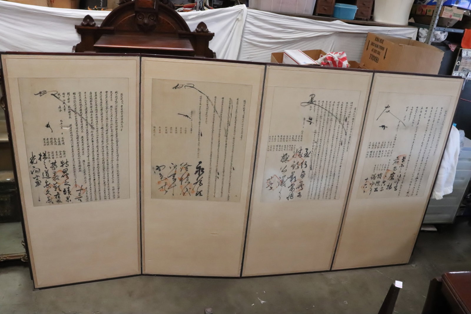Antique Korean room divider with calligraphy (1 of 14)