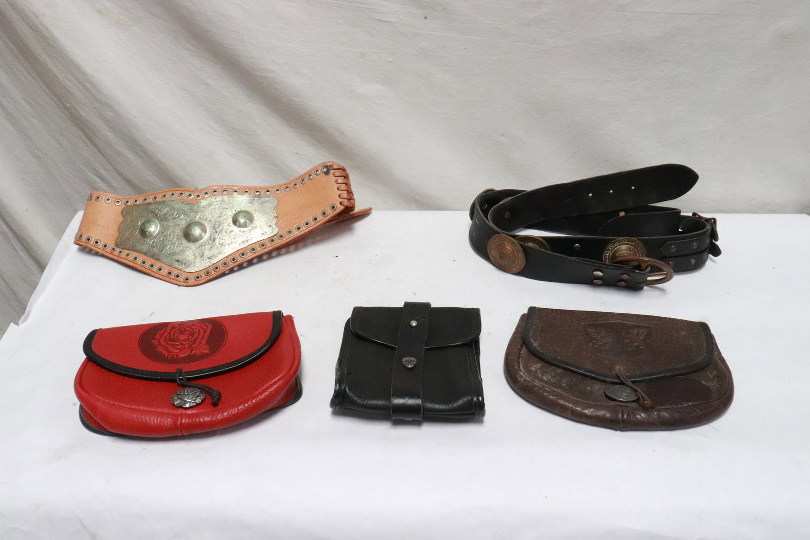 3 leather purses, and 2 leather belts (1 of 6)