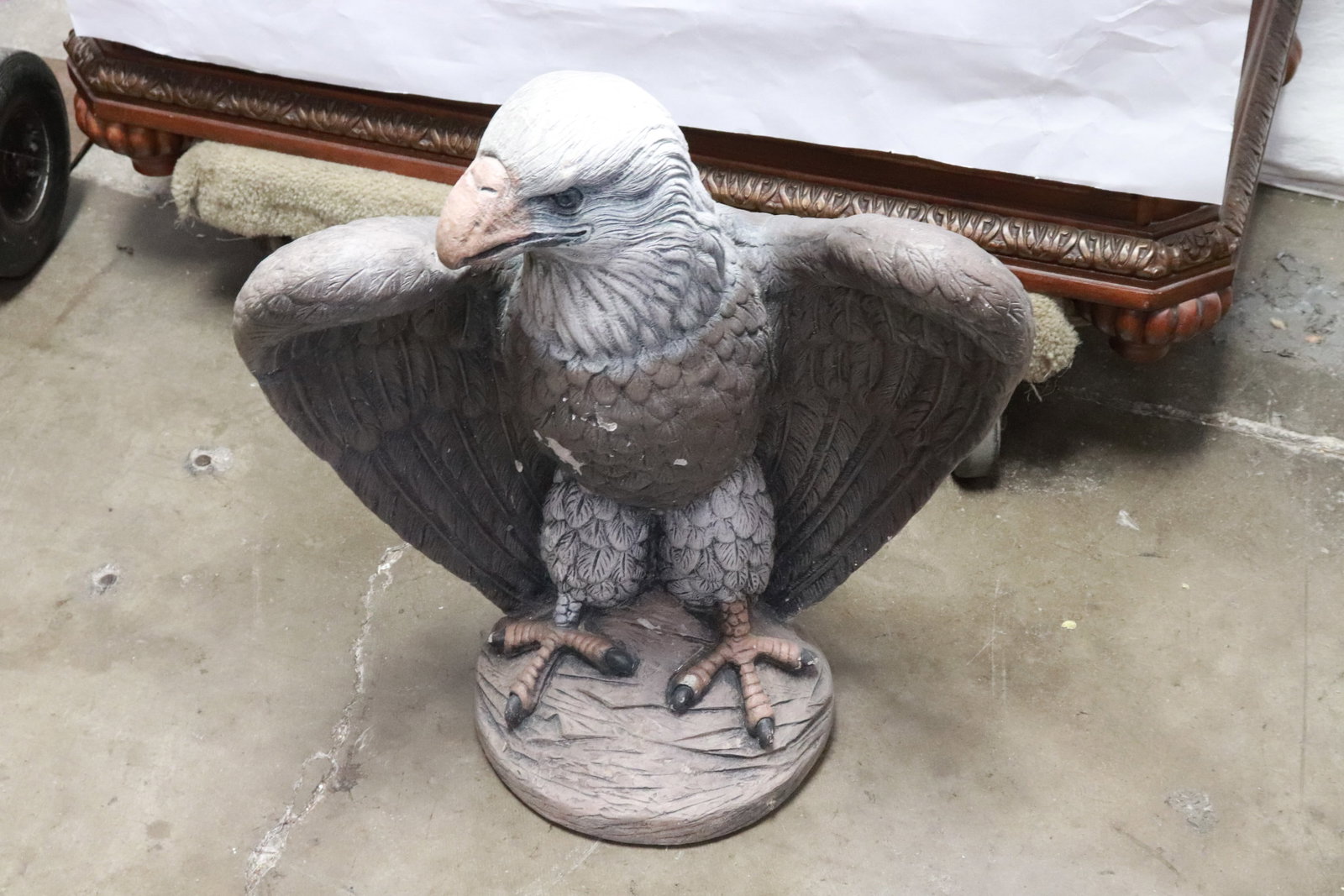 A cement sculpture of eagle, signed: A cement sculpture of eagle, signed, 23.5"H