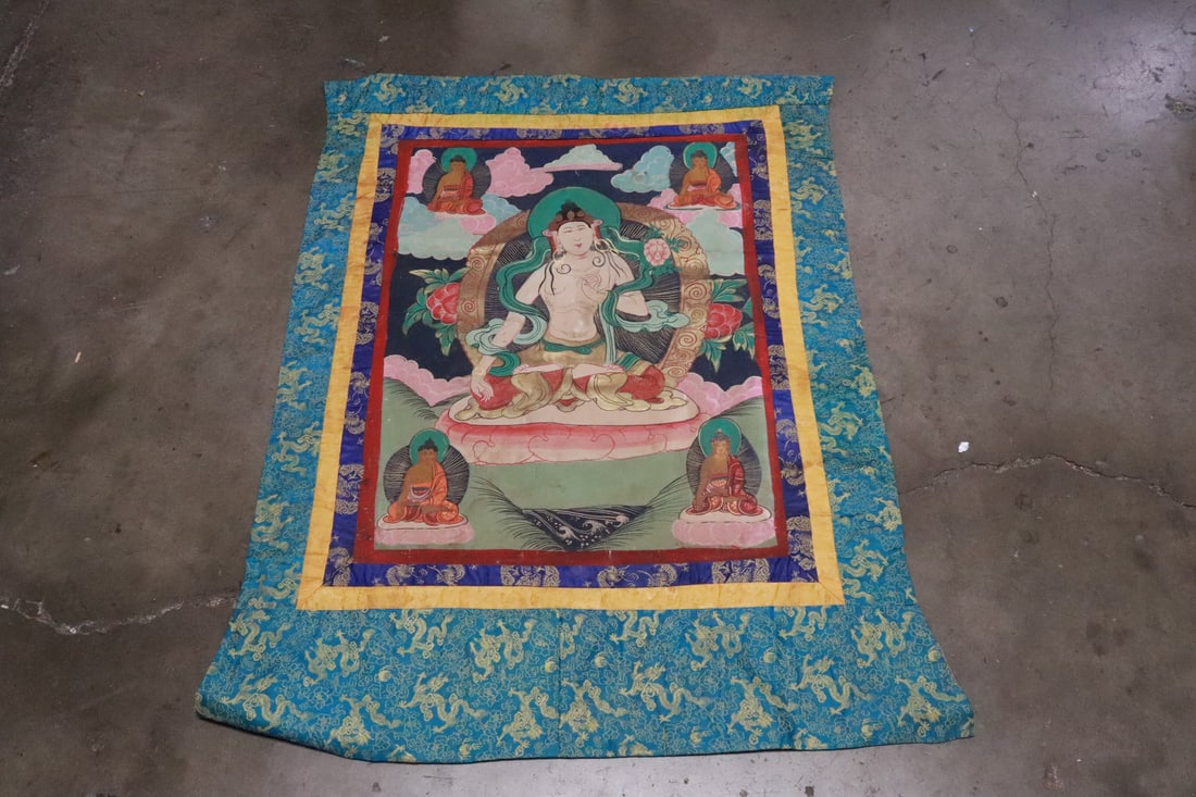 A vintage hand painted thangka (1 of 6)