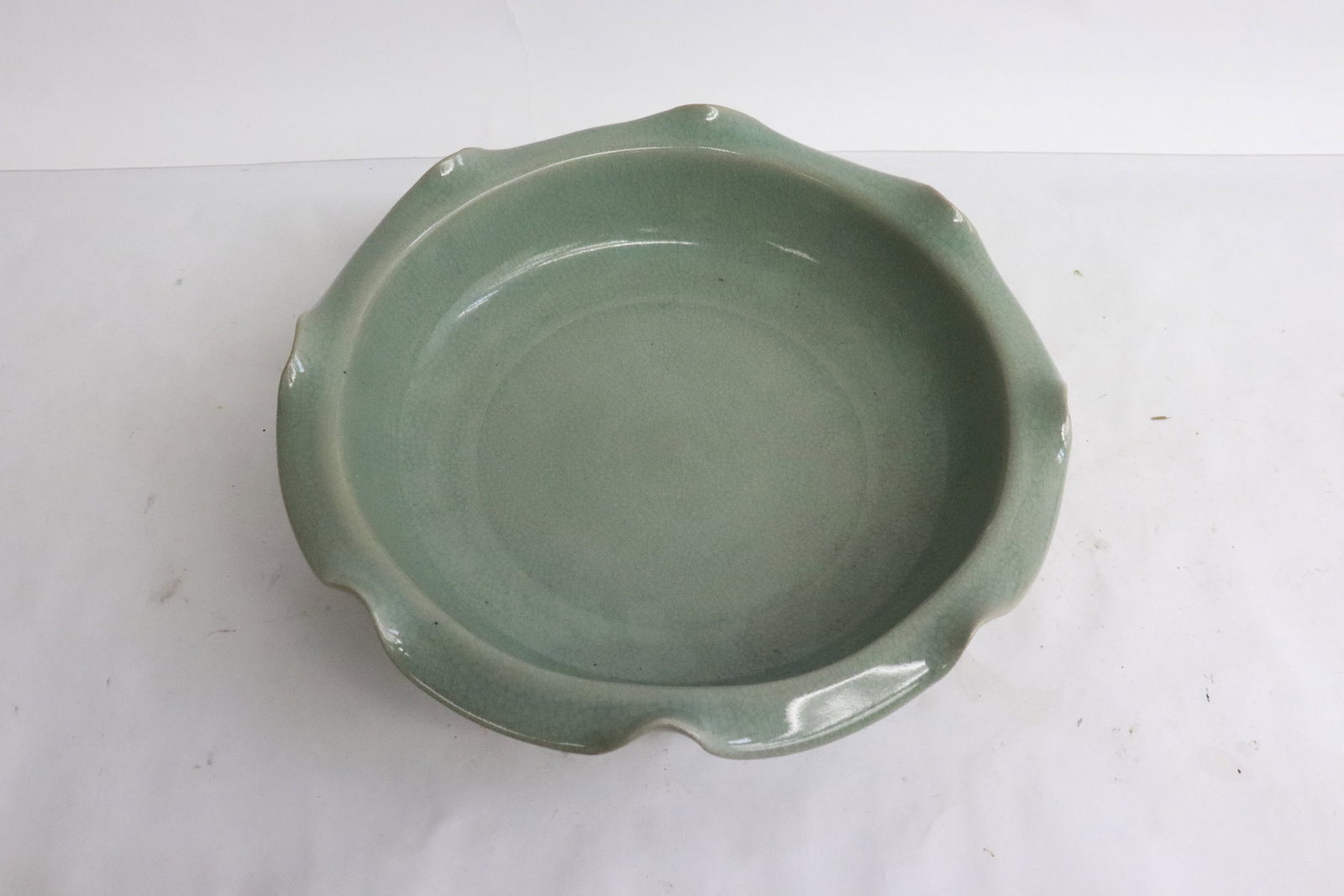 A celadon porcelain brush wash with foliate edge (1 of 7)