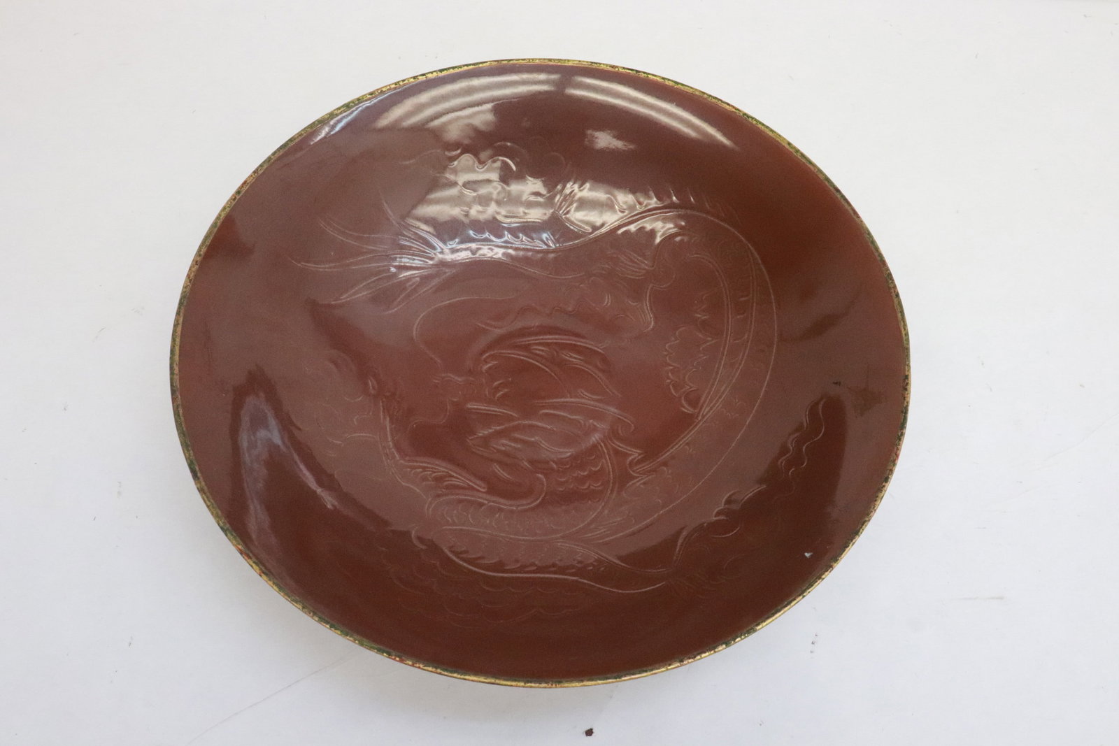 Large Chinese brown glazed porcelain bowl (1 of 6)