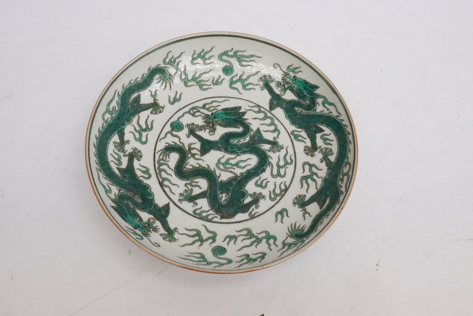 A green on white porcelain plate (1 of 8)