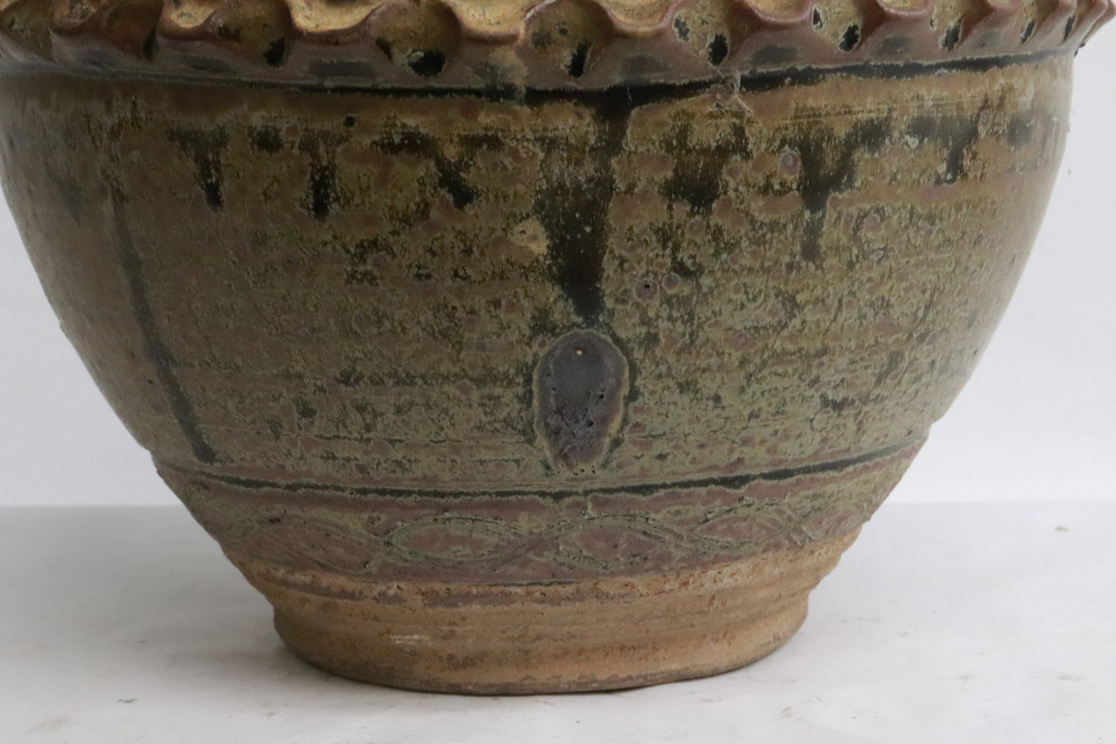 brown glazed earthenware round jar - 5