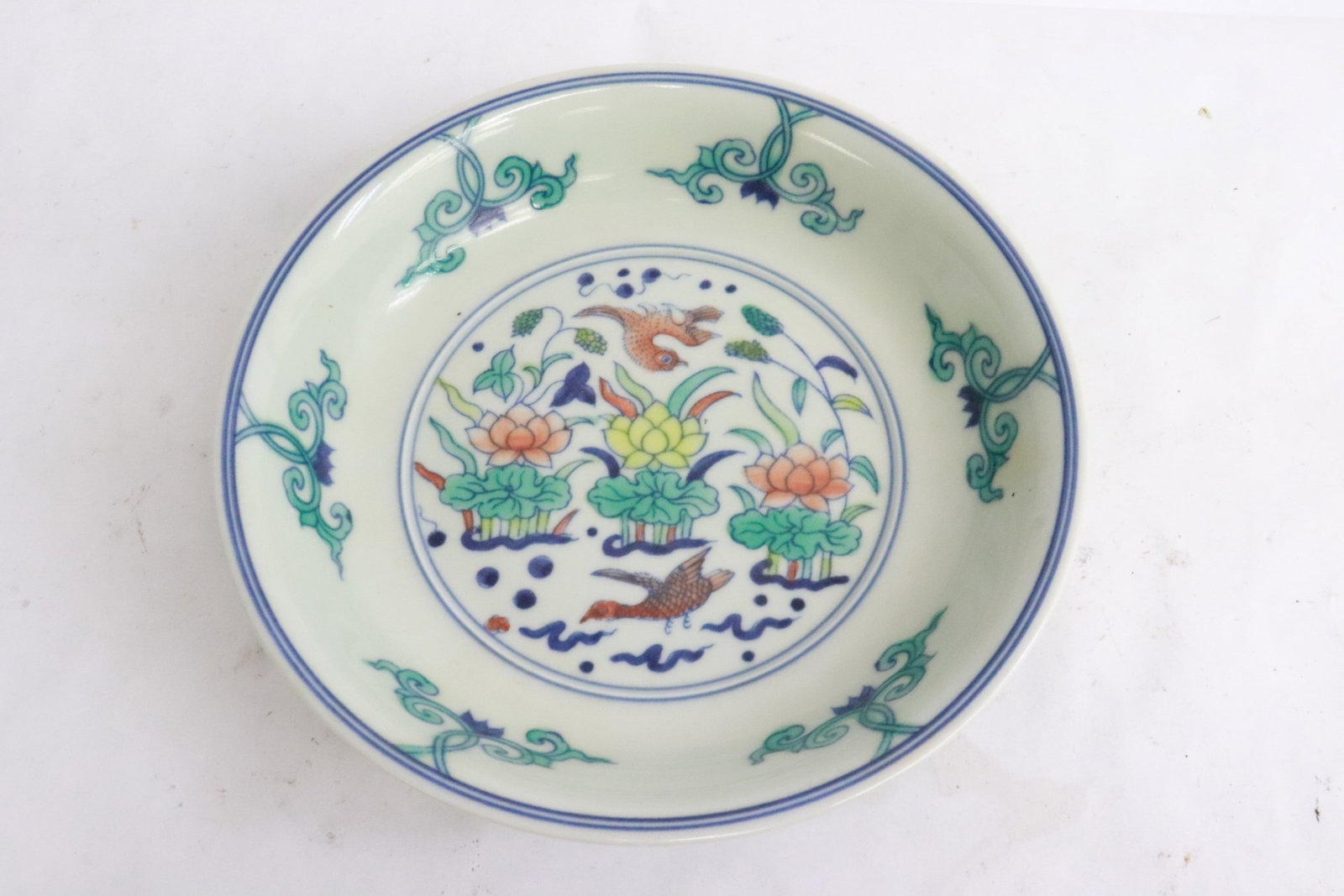 A doucai porcelain plate: A doucai porcelain plate, 1.5"x6.5"dia
