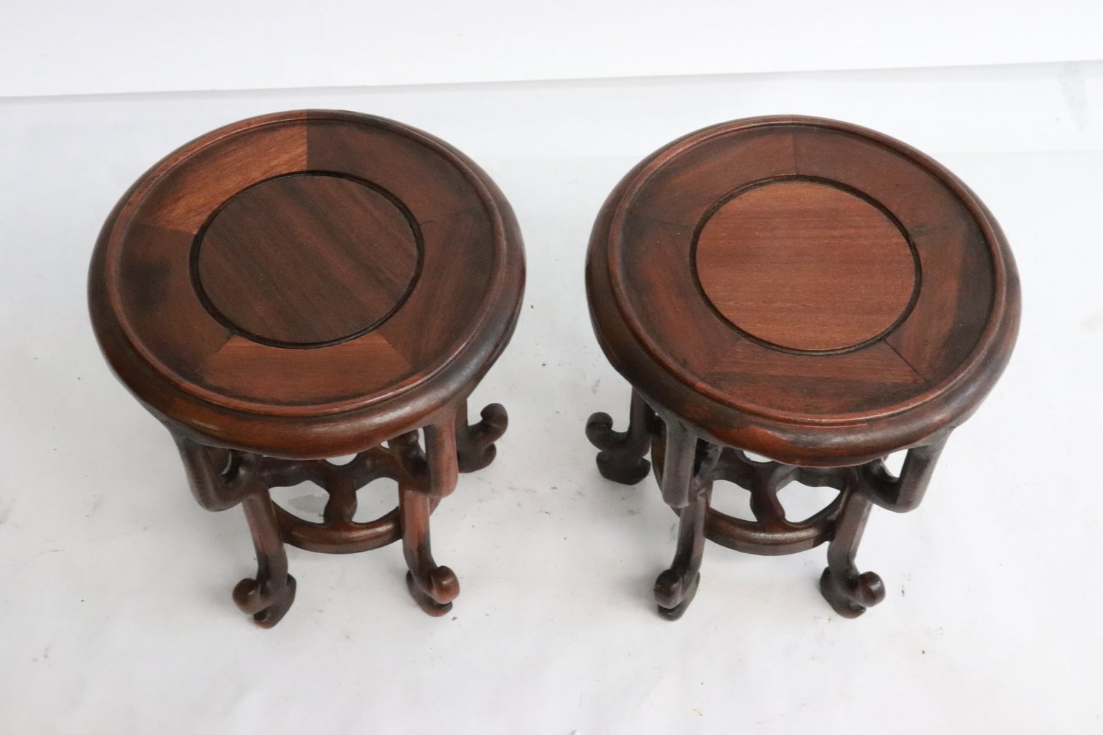Pair wood table top stands - 6